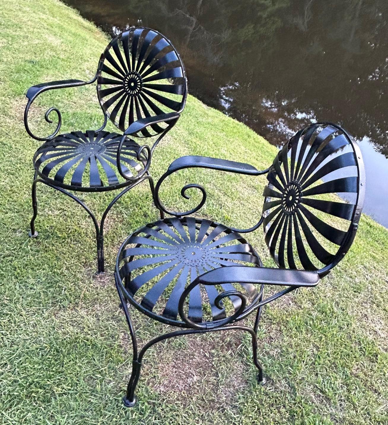 Mid-20th Century Francois Carre Garden Chairs - a Pair (fully restored) For Sale