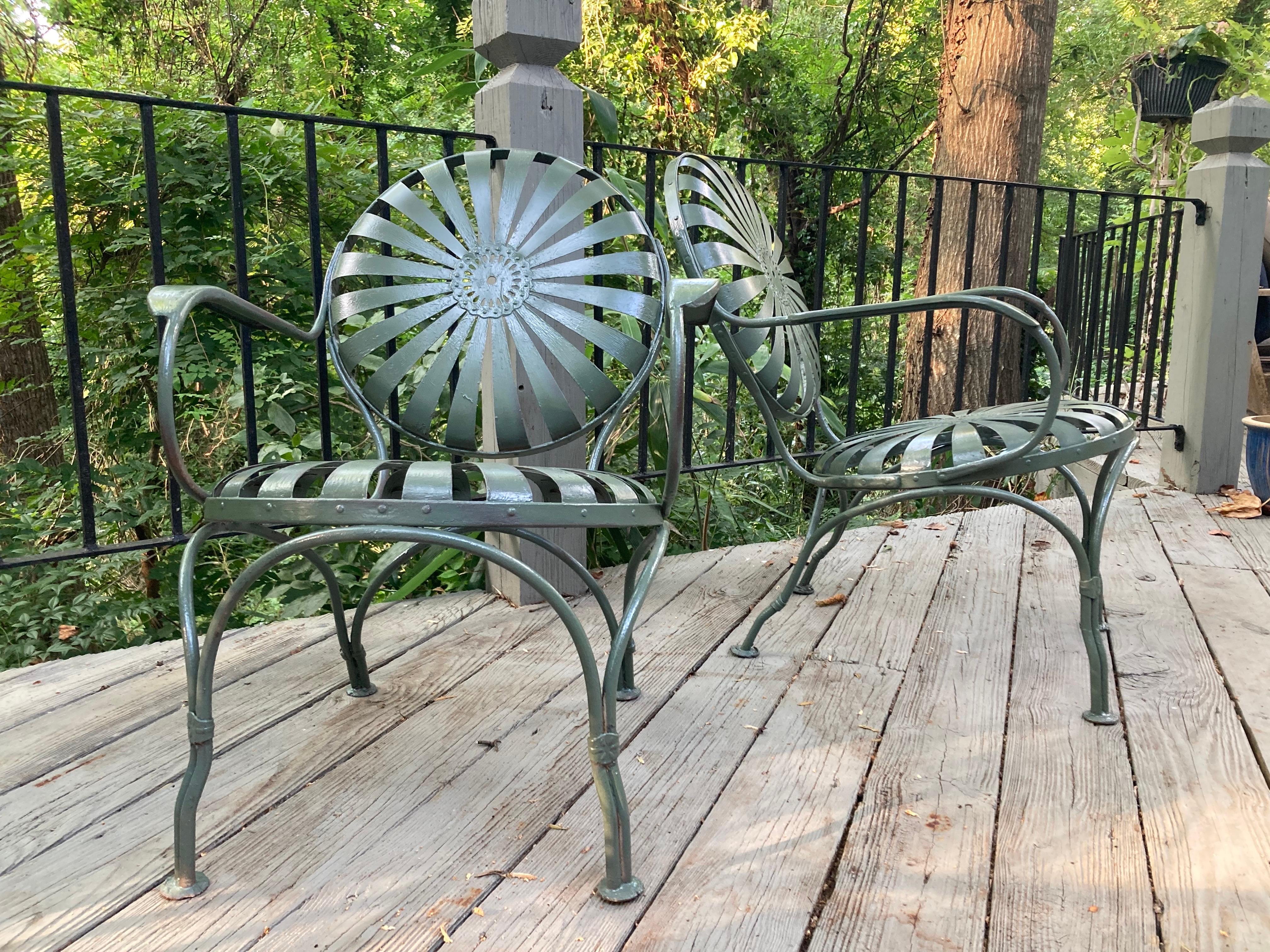 Art Deco francois carre garden loungers circa 1940 For Sale