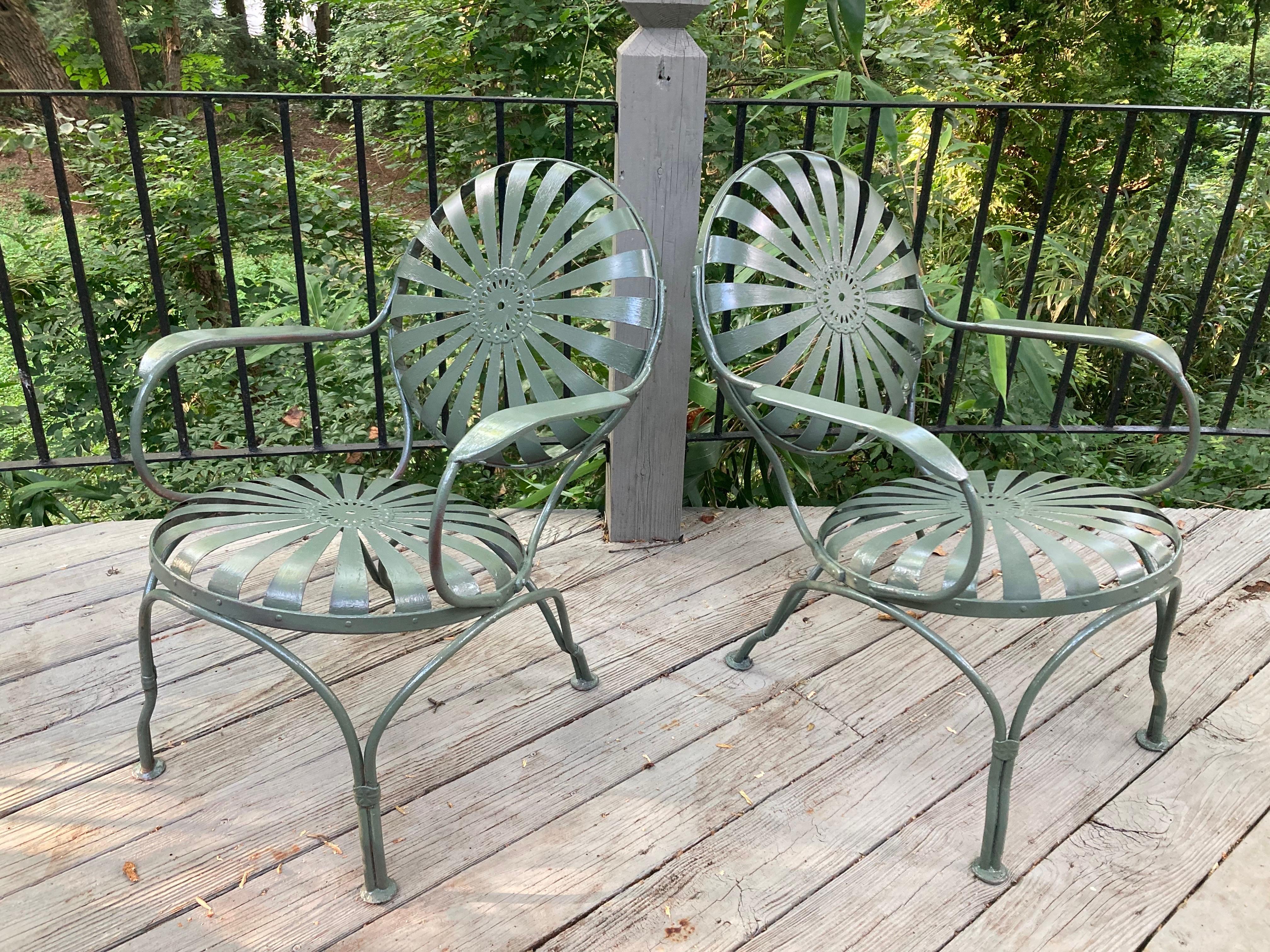 French francois carre garden loungers circa 1940 For Sale
