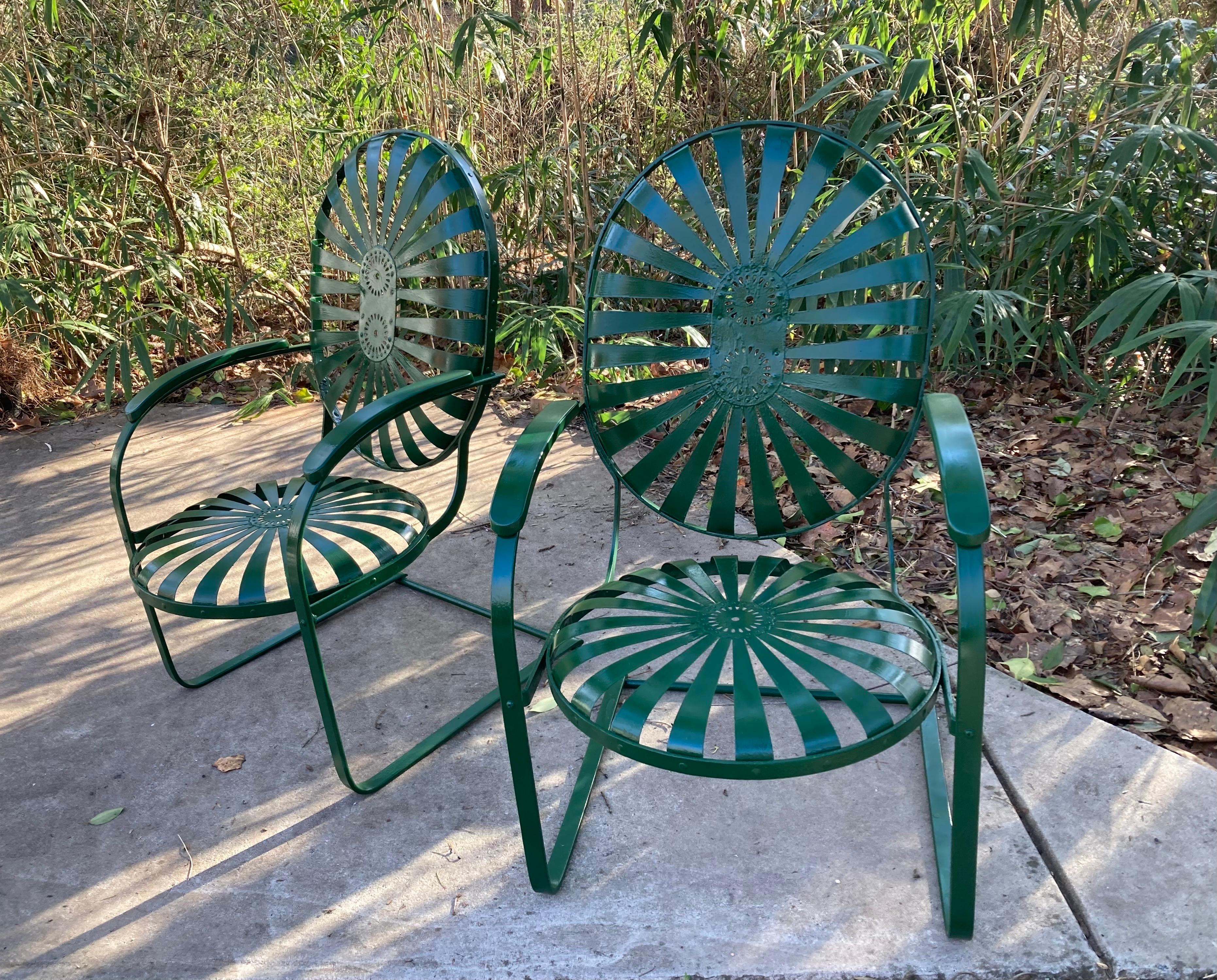 Mid-Century Modern francois carre green cantilever porch rockers For Sale