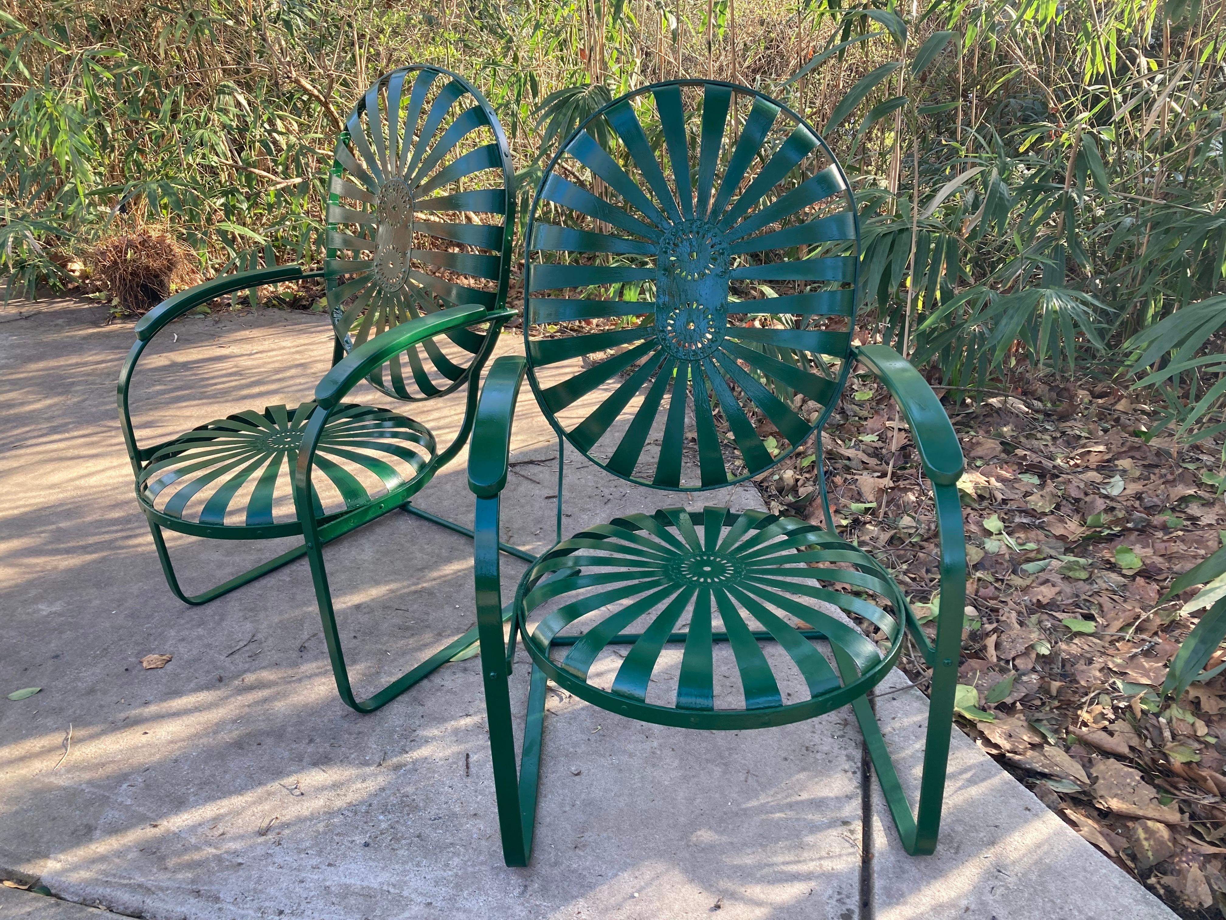 French francois carre green cantilever porch rockers For Sale