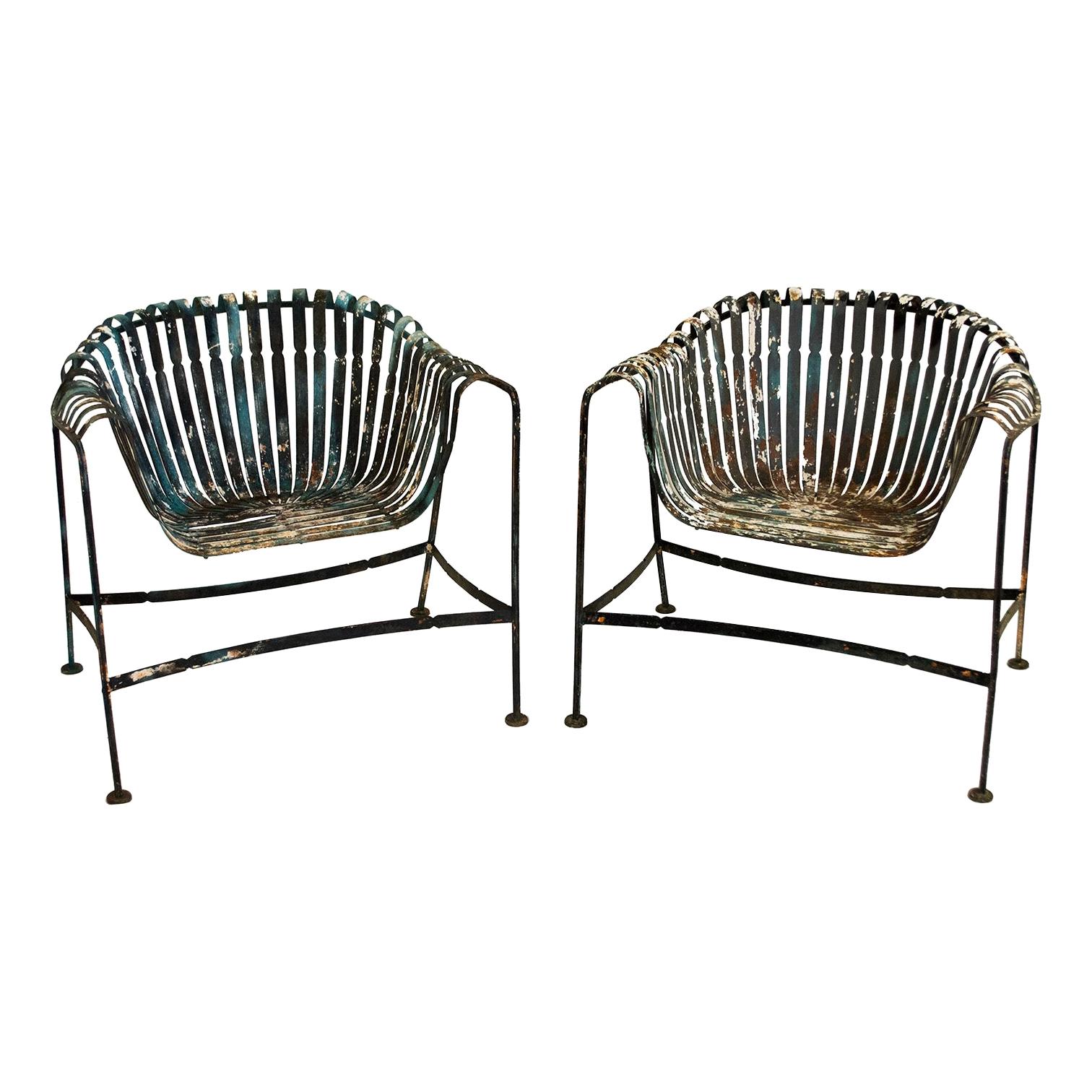 Francois Carre Inspired French Garden Chairs by Woodard For Sale