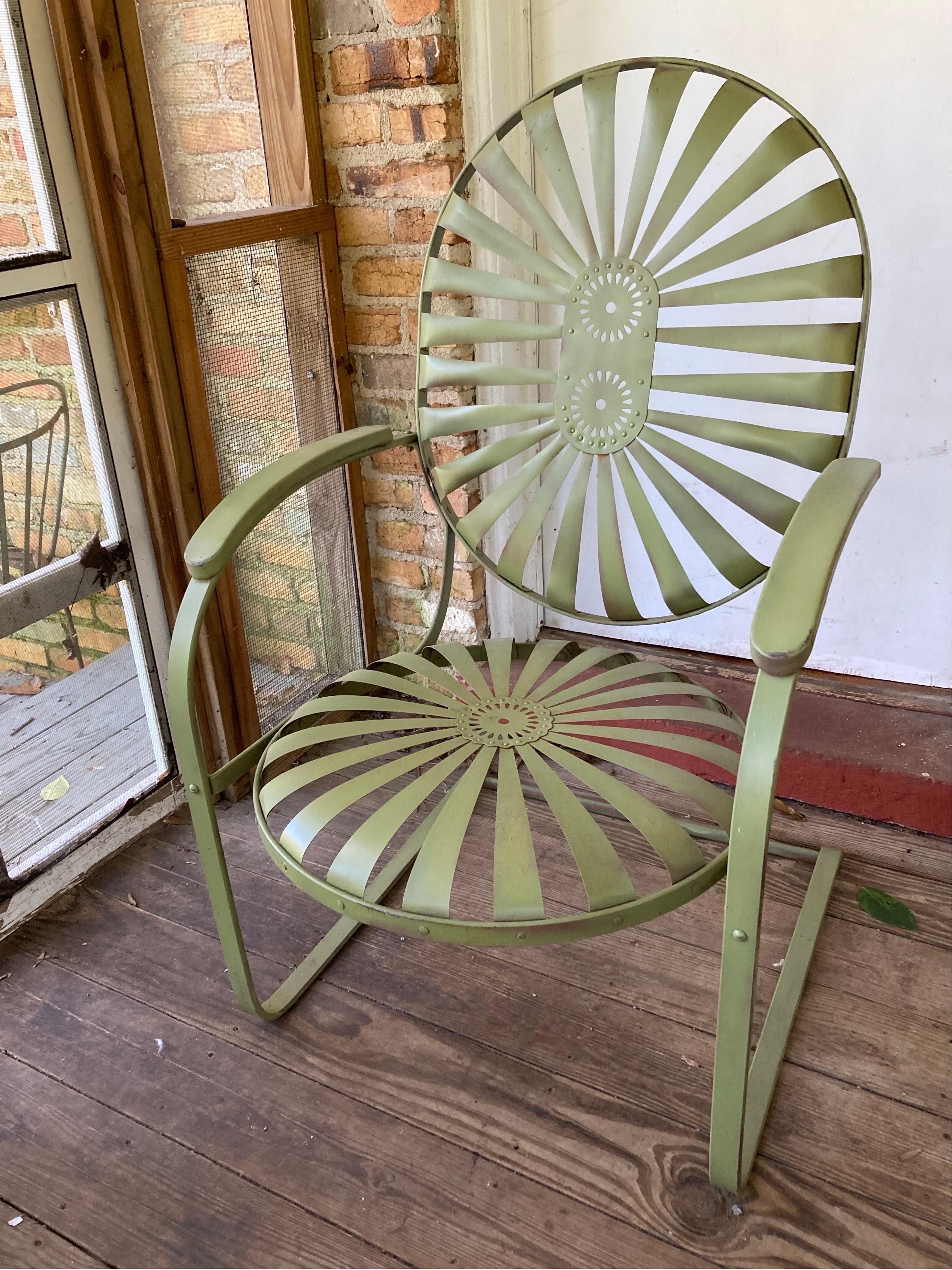 Steel francois carre large garden rocker For Sale