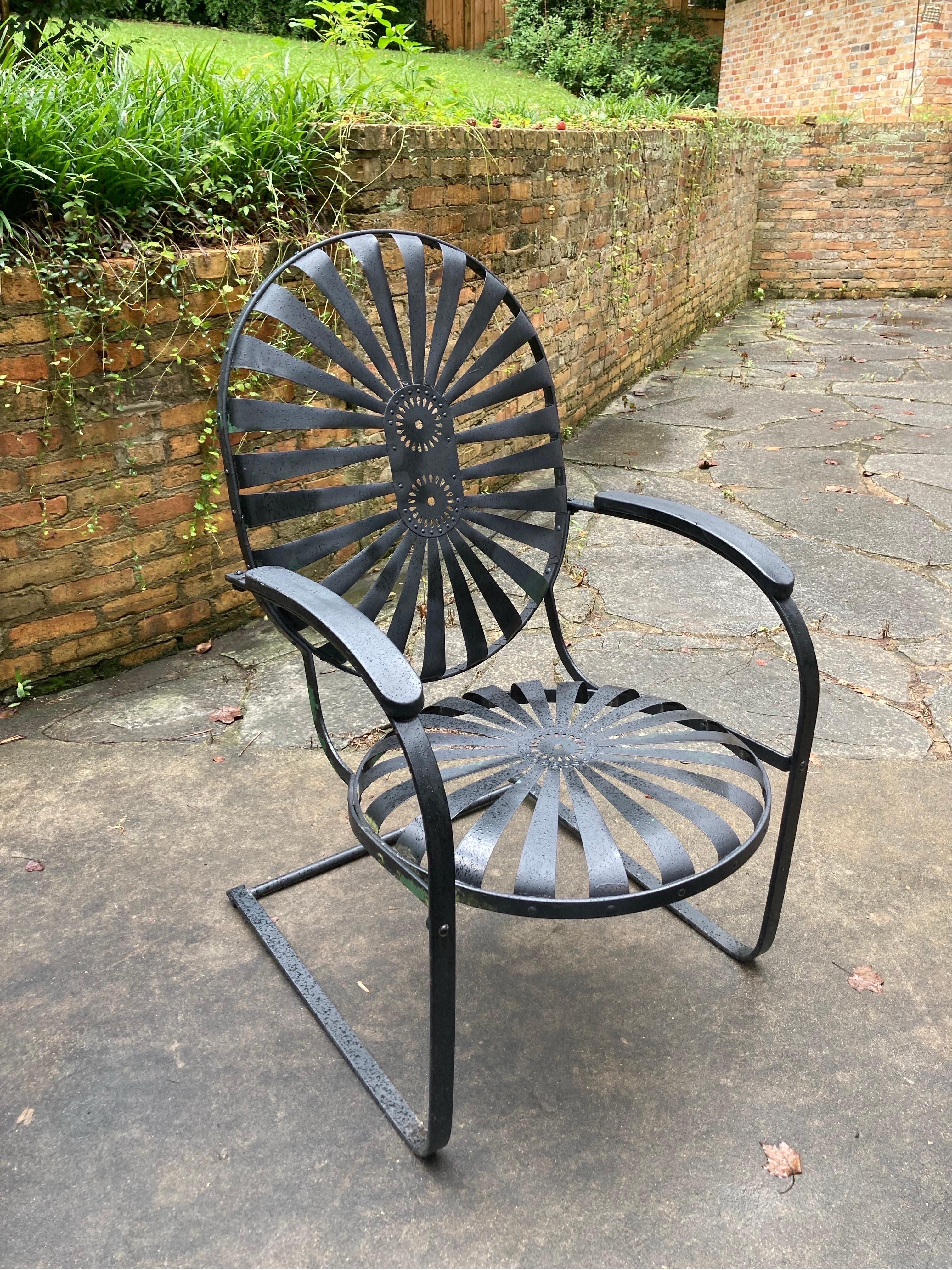 French francois carre large garden rocker in black For Sale