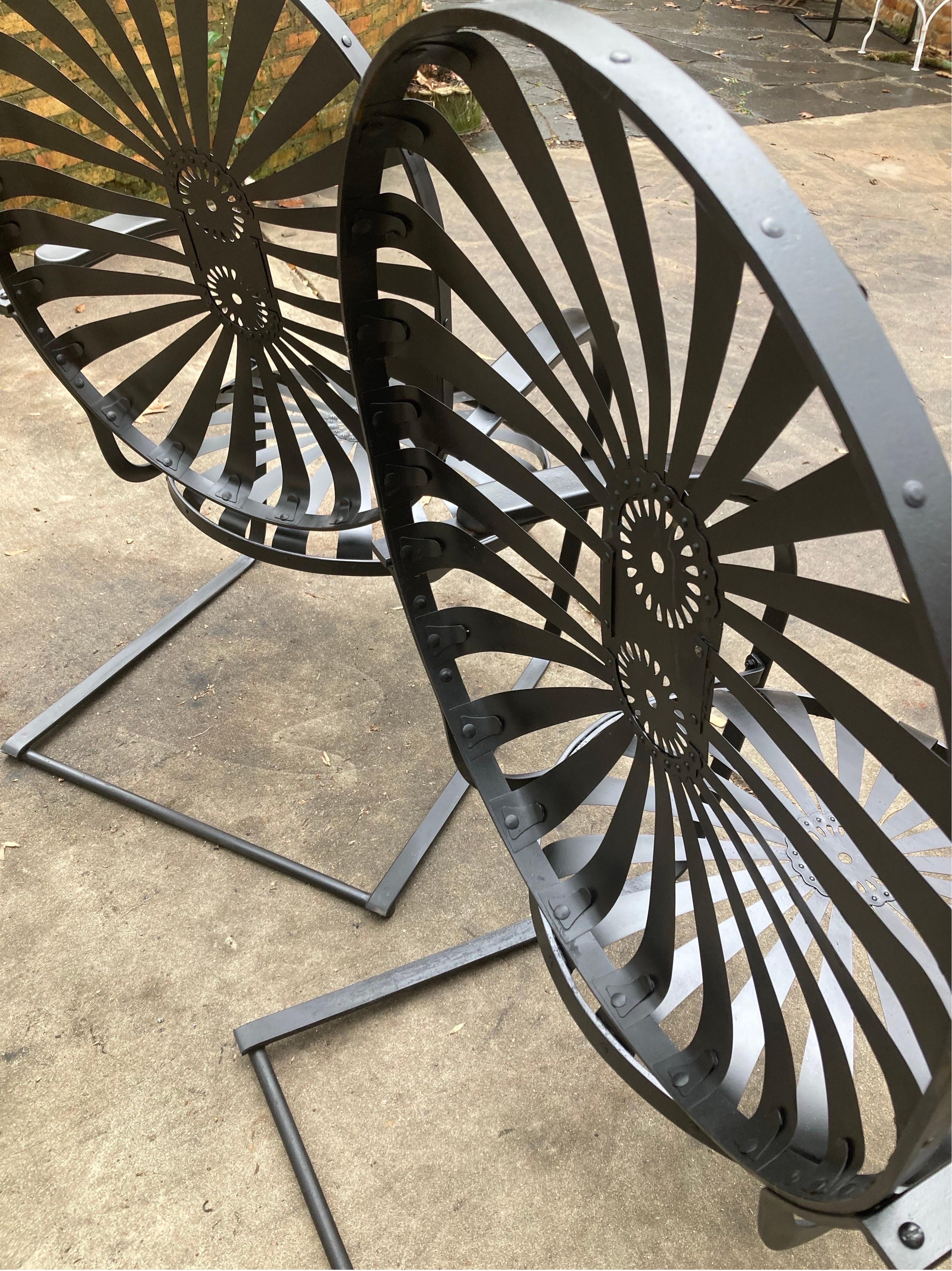 French francois carre large garden rockers - a pair For Sale