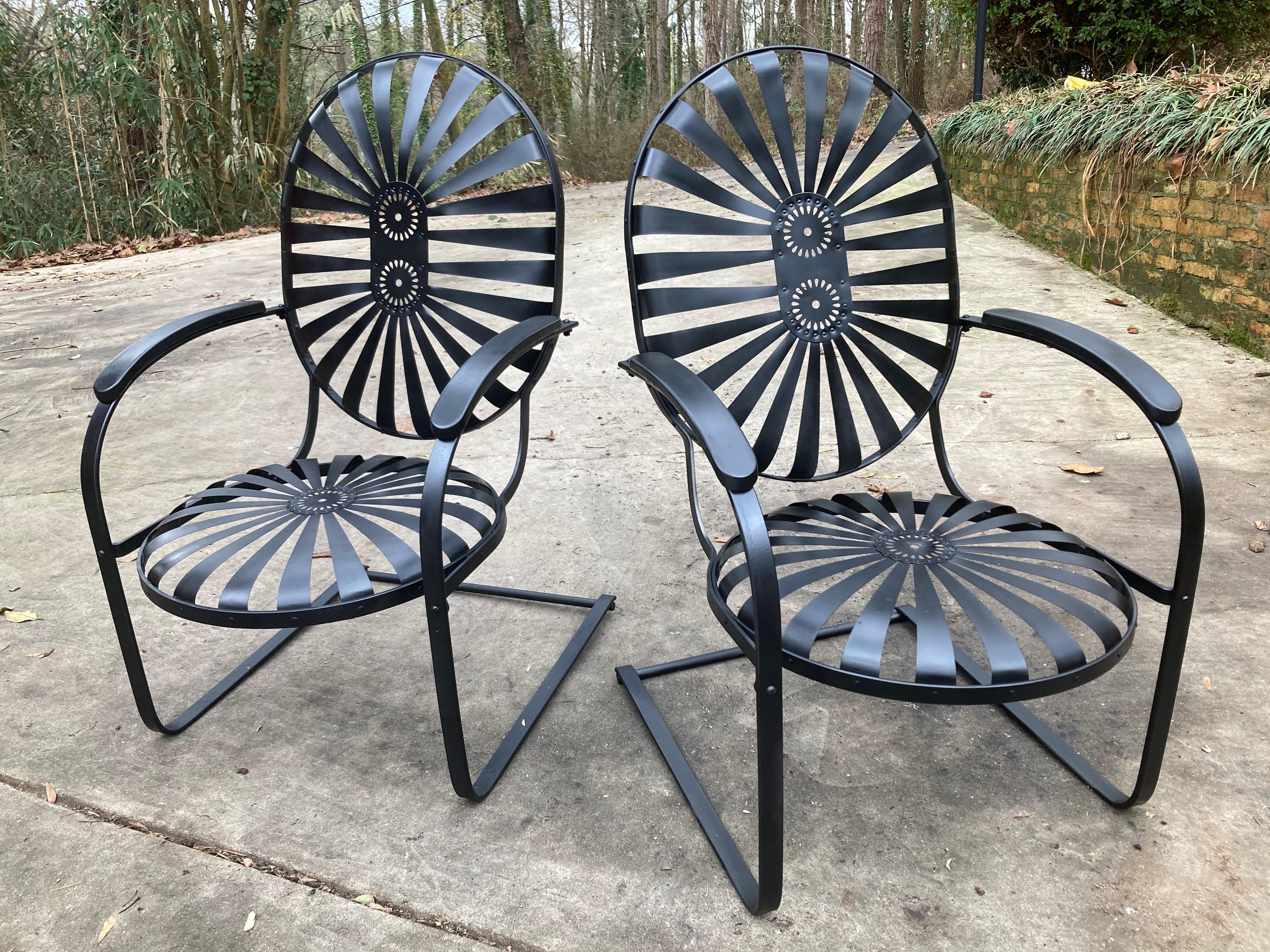 Steel francois carre large garden rockers - a pair For Sale