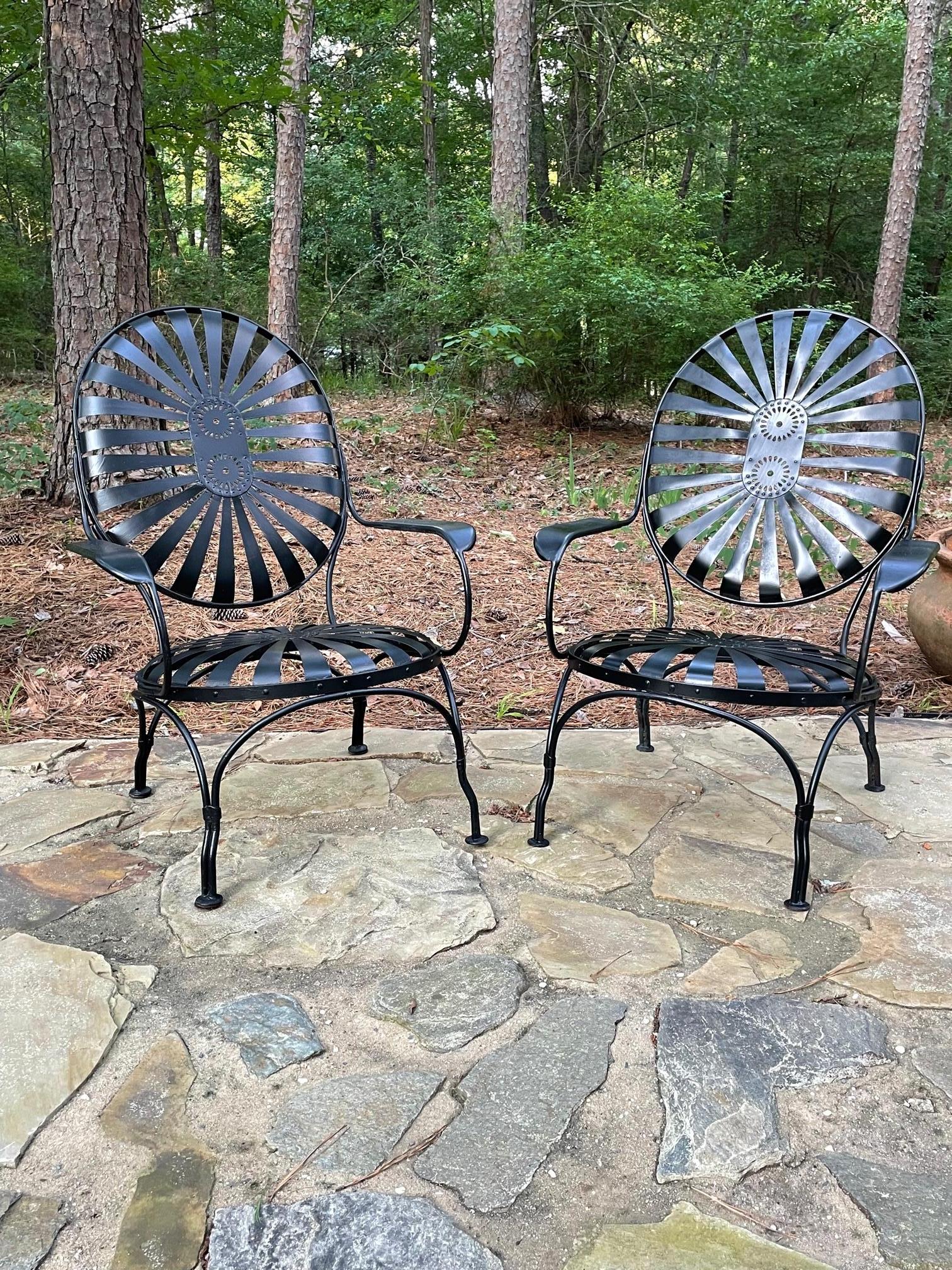 American Francois Carre Oval-Back Garden Chair - a Pair For Sale