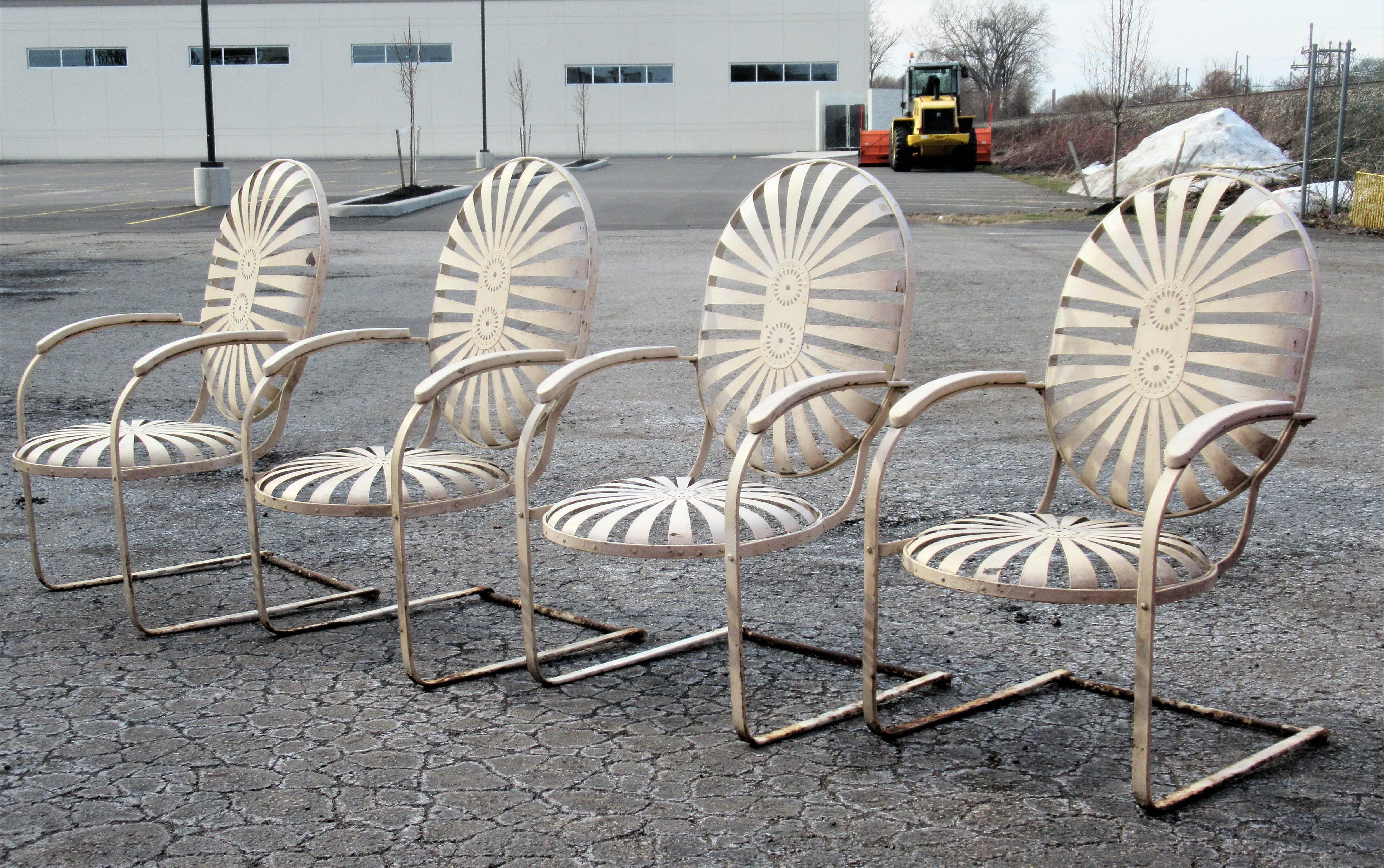 Francois Carre Oversize Steel Spring Sunburst Garden Chairs 13