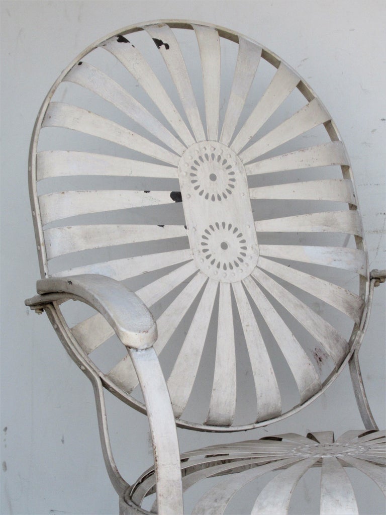 Francois Carre Oversize Steel Spring Sunburst Garden Chairs at 1stdibs