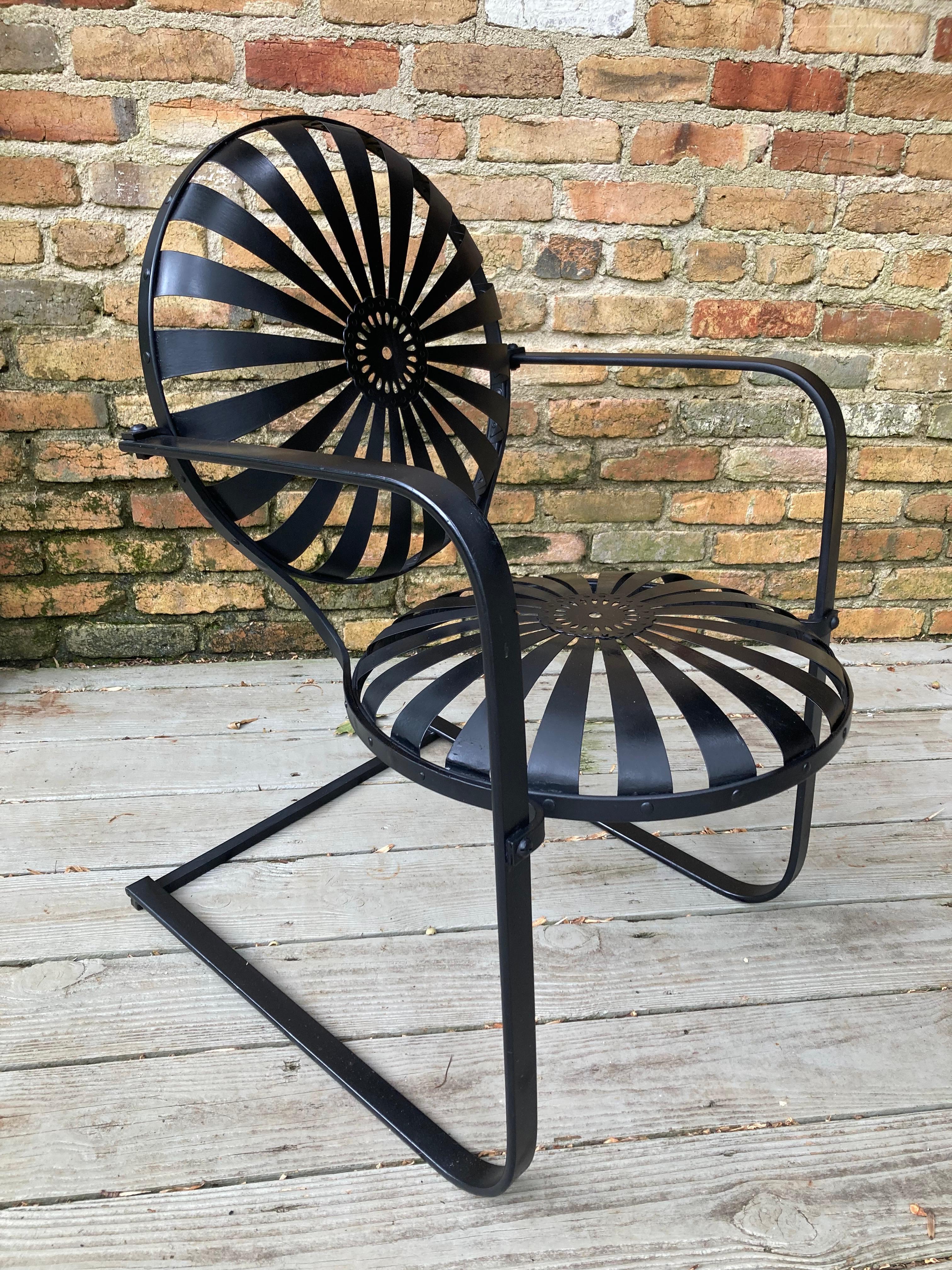 Mid-Century Modern francois carre pair of cantilever rocking chairs for garden For Sale