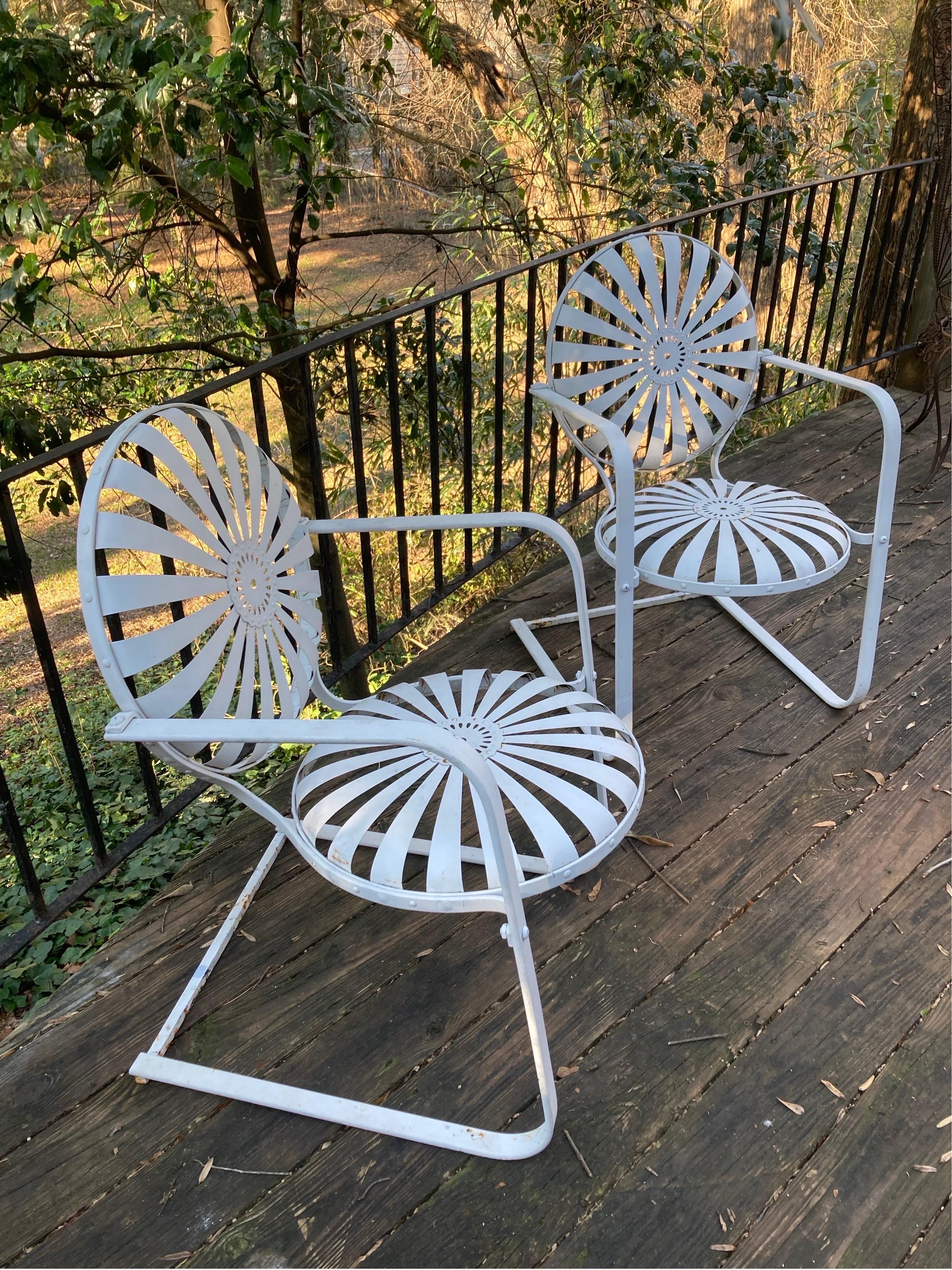 francois carre pair of cantilever rocking chairs for garden In Good Condition For Sale In Athens, GA