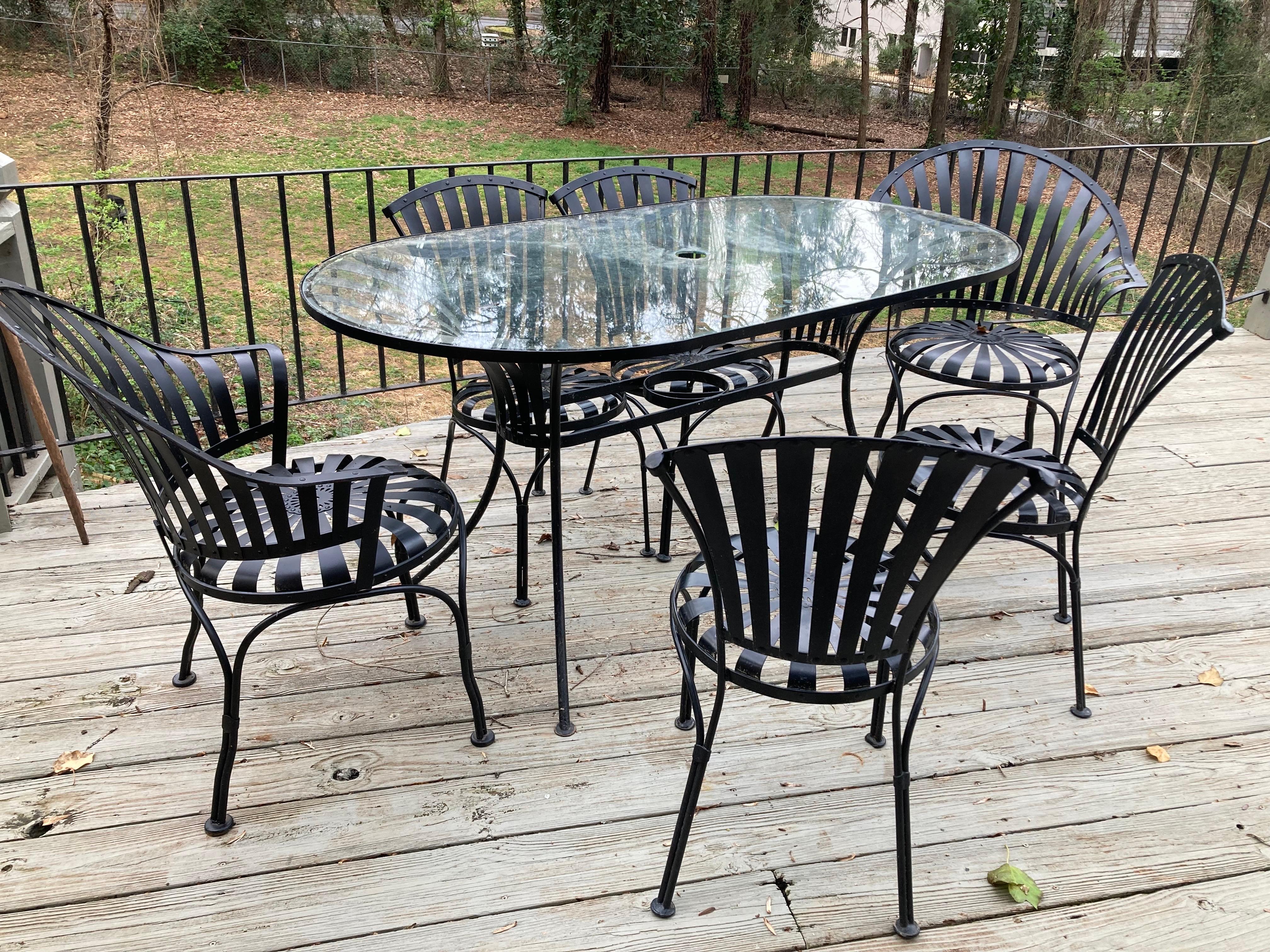 Art Deco francois carre patio dining table, circa 1940 For Sale