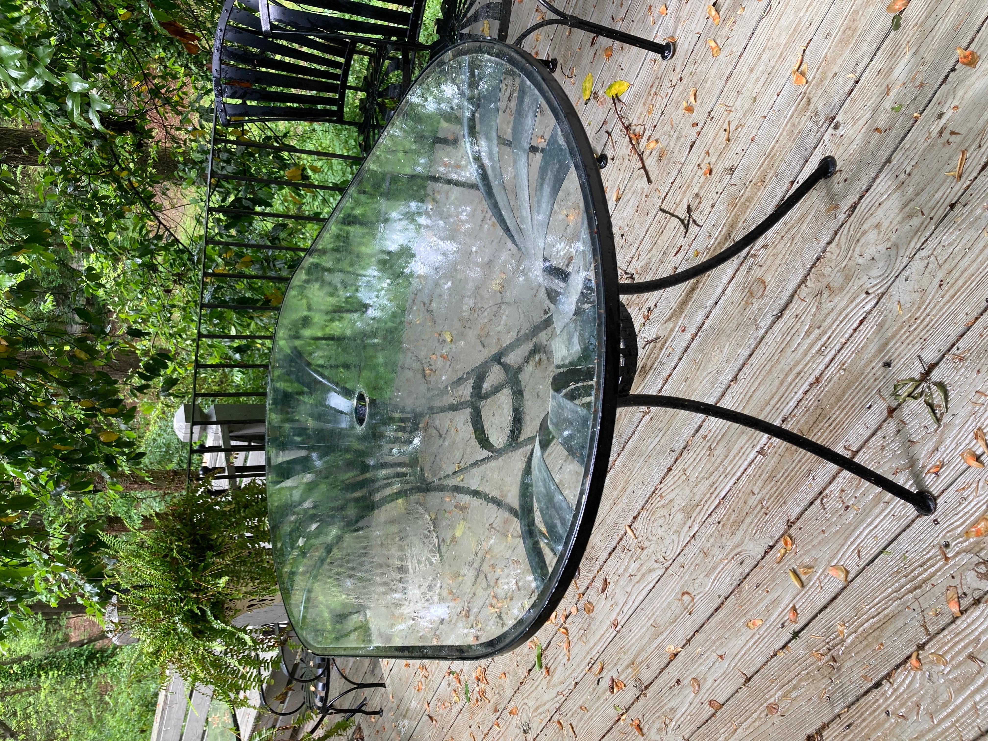 French francois carre patio dining table, circa 1940 For Sale