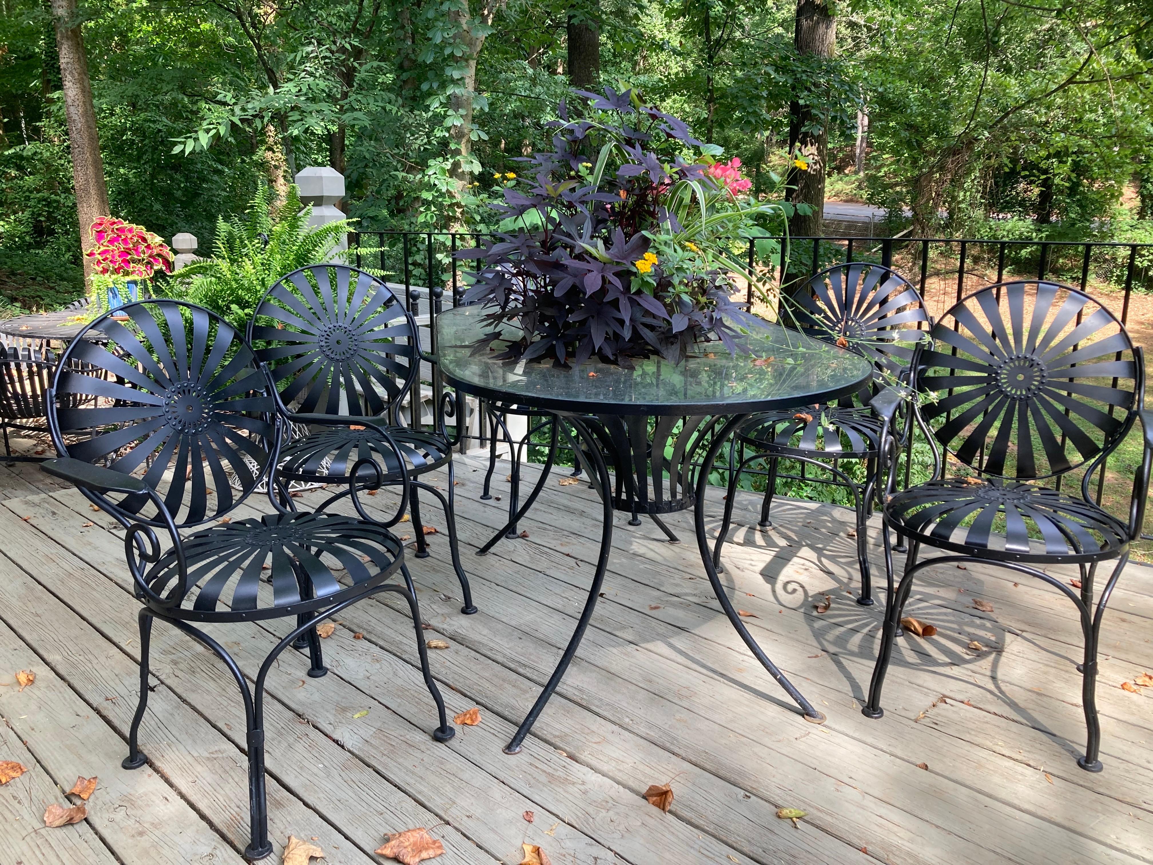 French francois carre patio dining table, circa 1940 For Sale