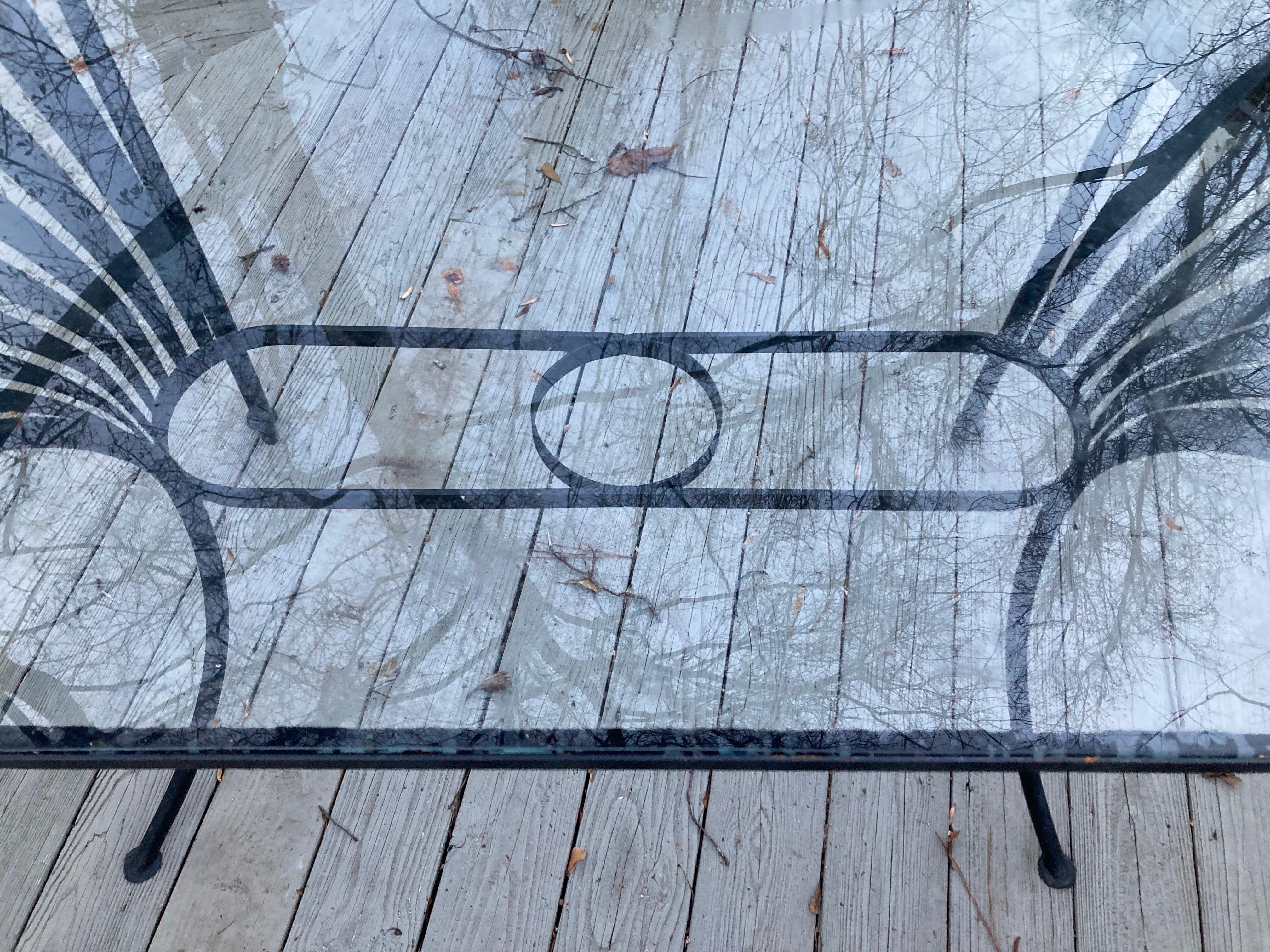Glass francois carre patio dining table, circa 1940 For Sale