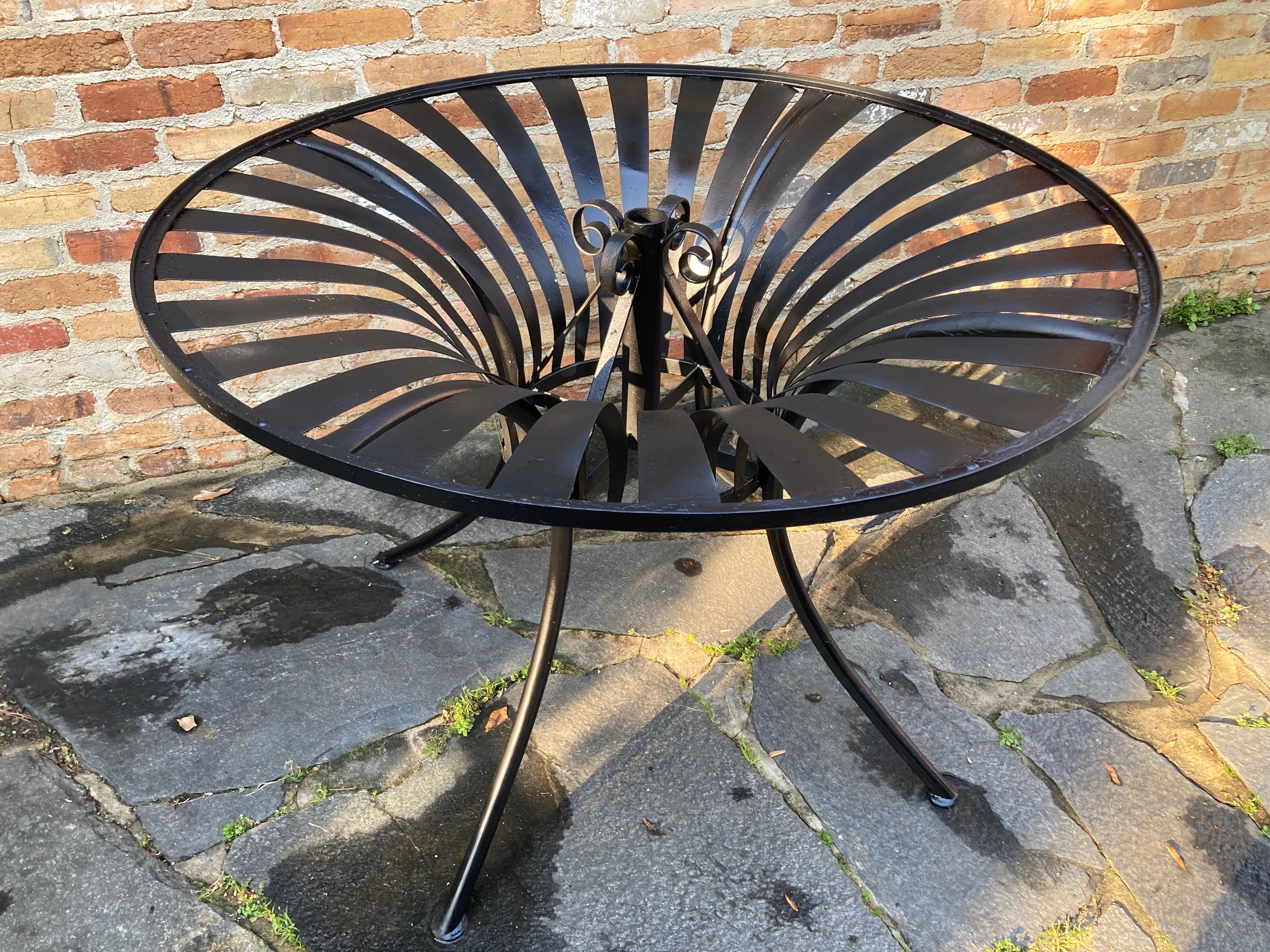 Mid-Century Modern francois carre patio dining table with original glass For Sale