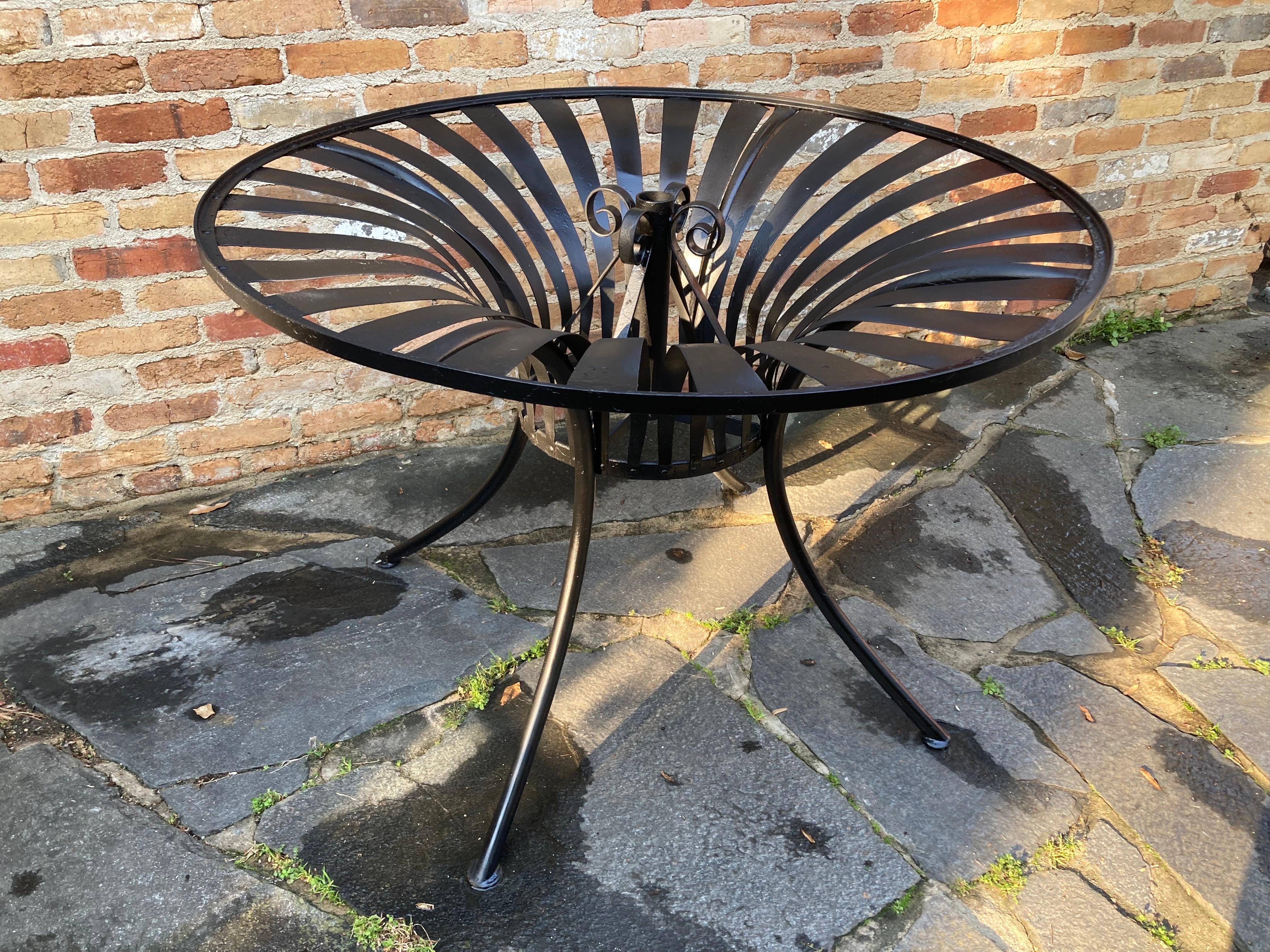 francois carre patio dining table with original glass For Sale 2