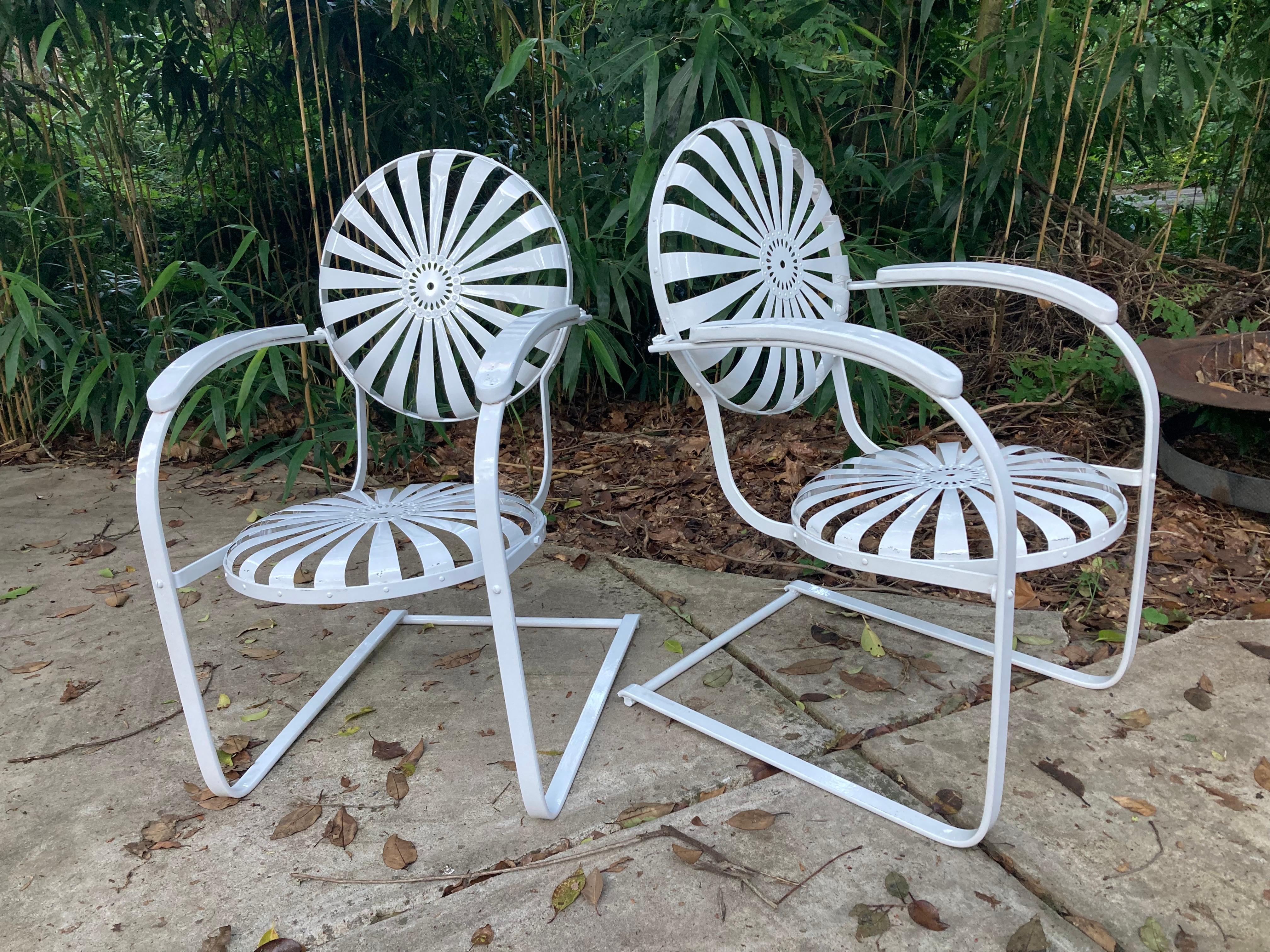 French francois carre powder coated white porch rockers circa 1940 For Sale