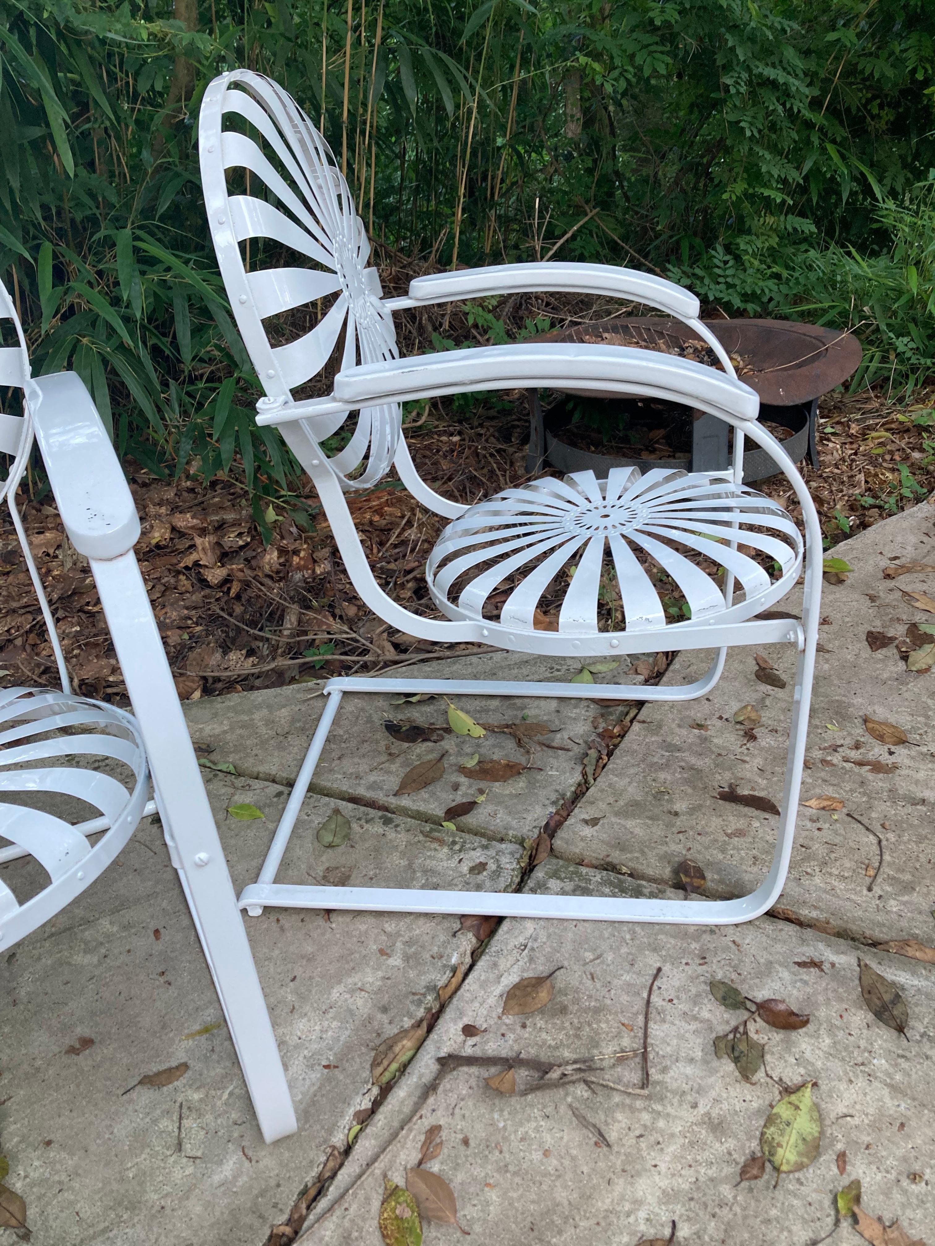francois carre powder coated white porch rockers circa 1940 In Good Condition For Sale In Athens, GA