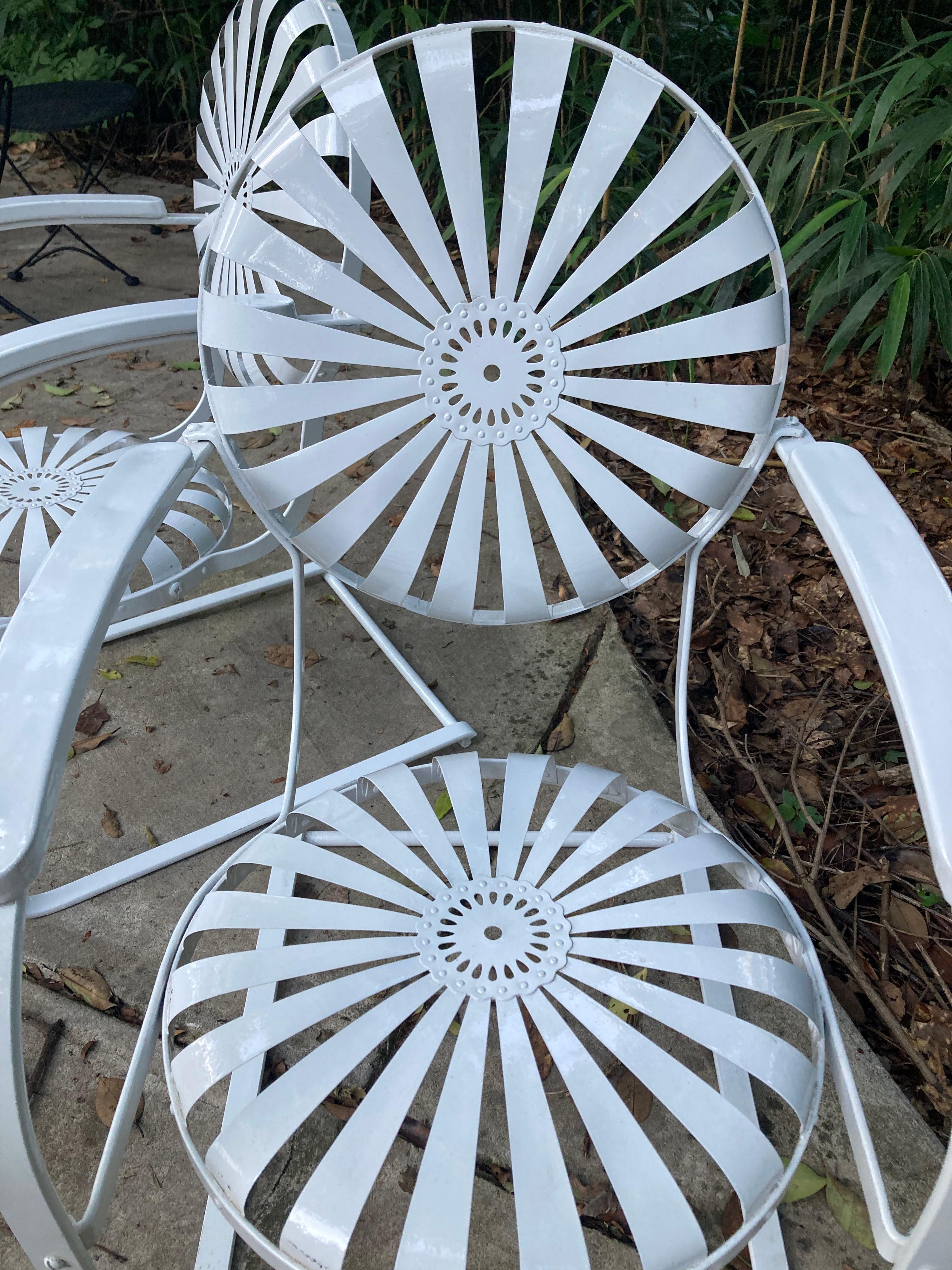 20th Century francois carre powder coated white porch rockers circa 1940 For Sale