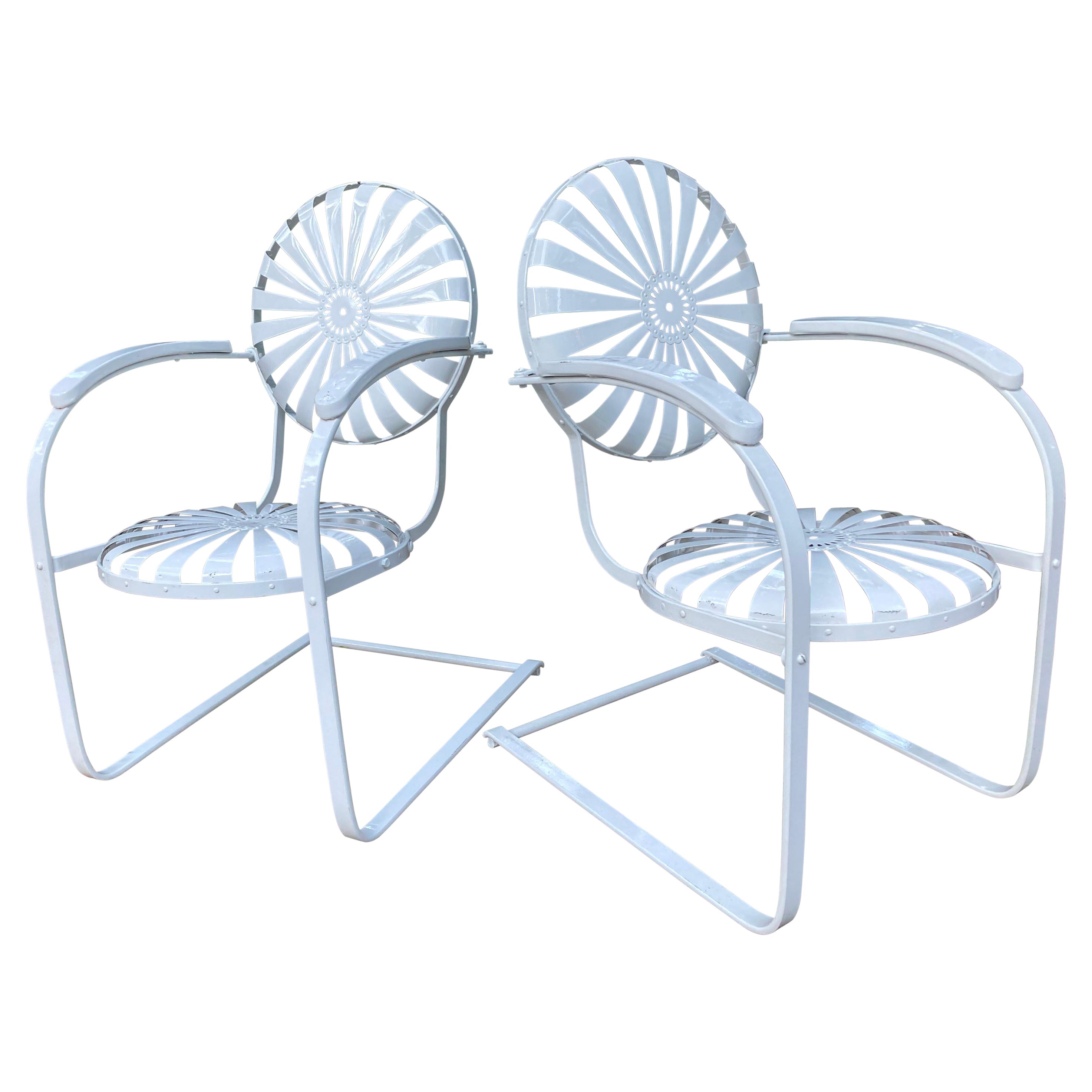 francois carre powder coated white porch rockers circa 1940 For Sale