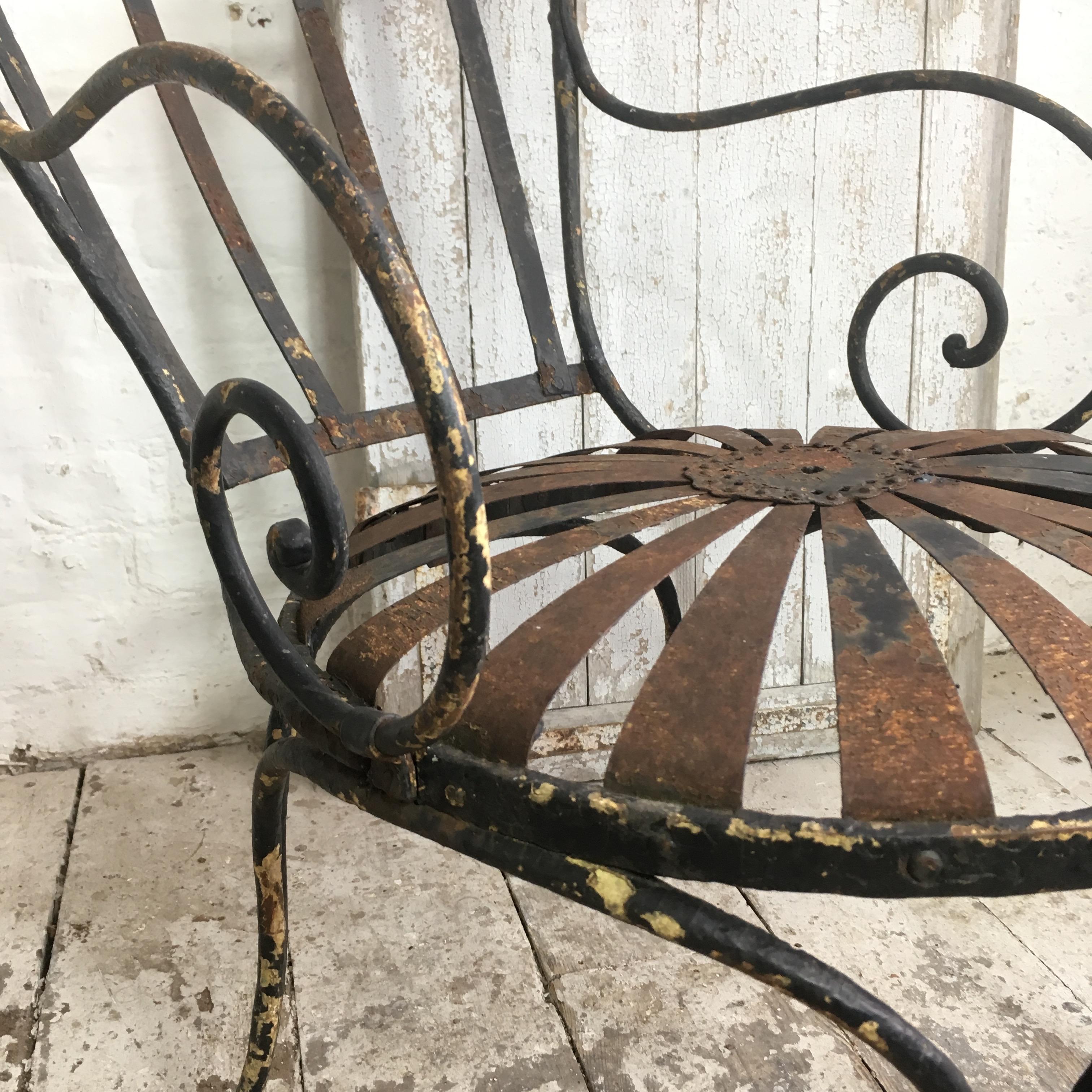 Hand-Crafted Francois Carre Sunburst Garden Chair, circa 1920s