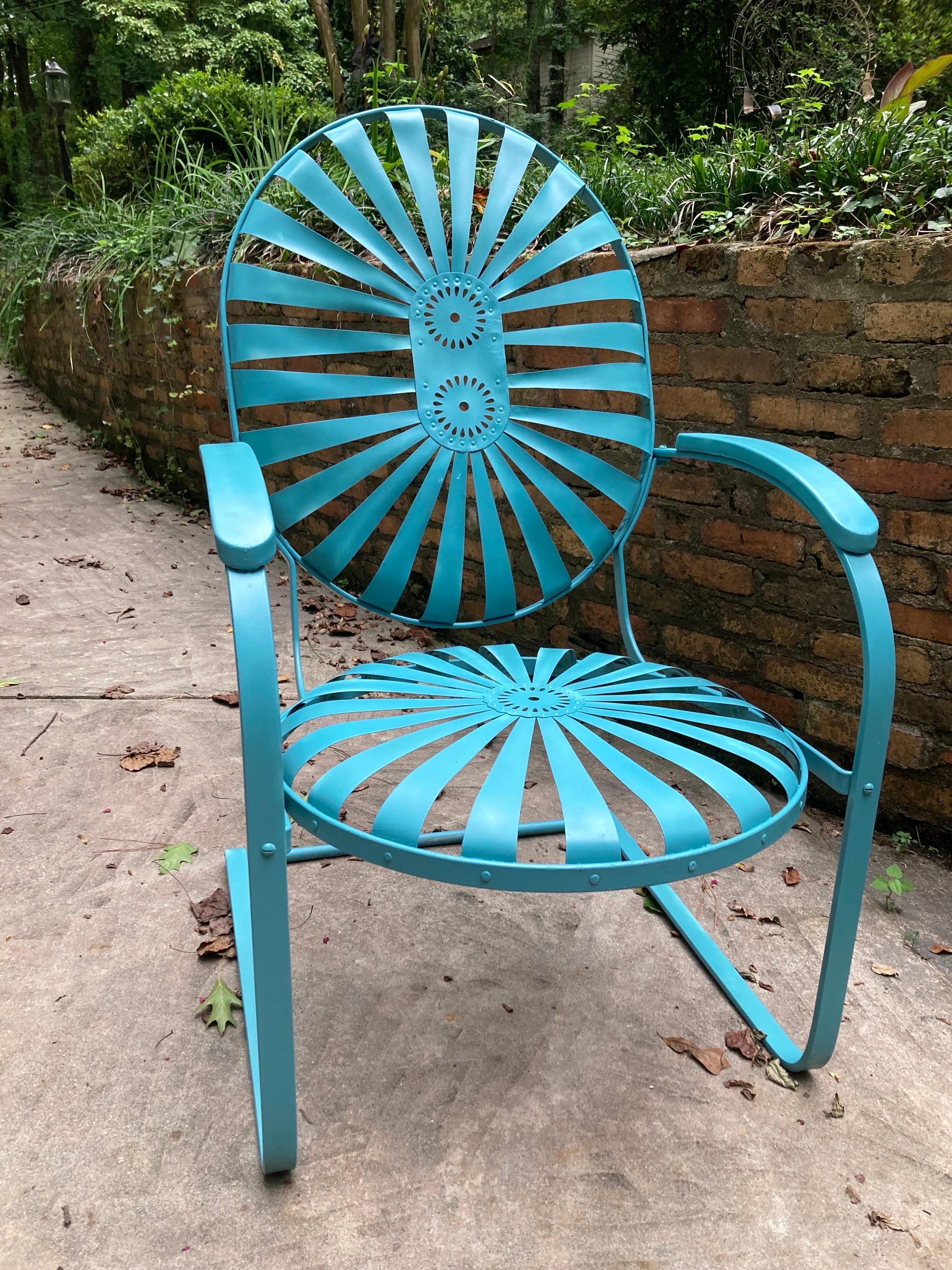 francois carre teal large garden cantilever rocker In Good Condition For Sale In Athens, GA