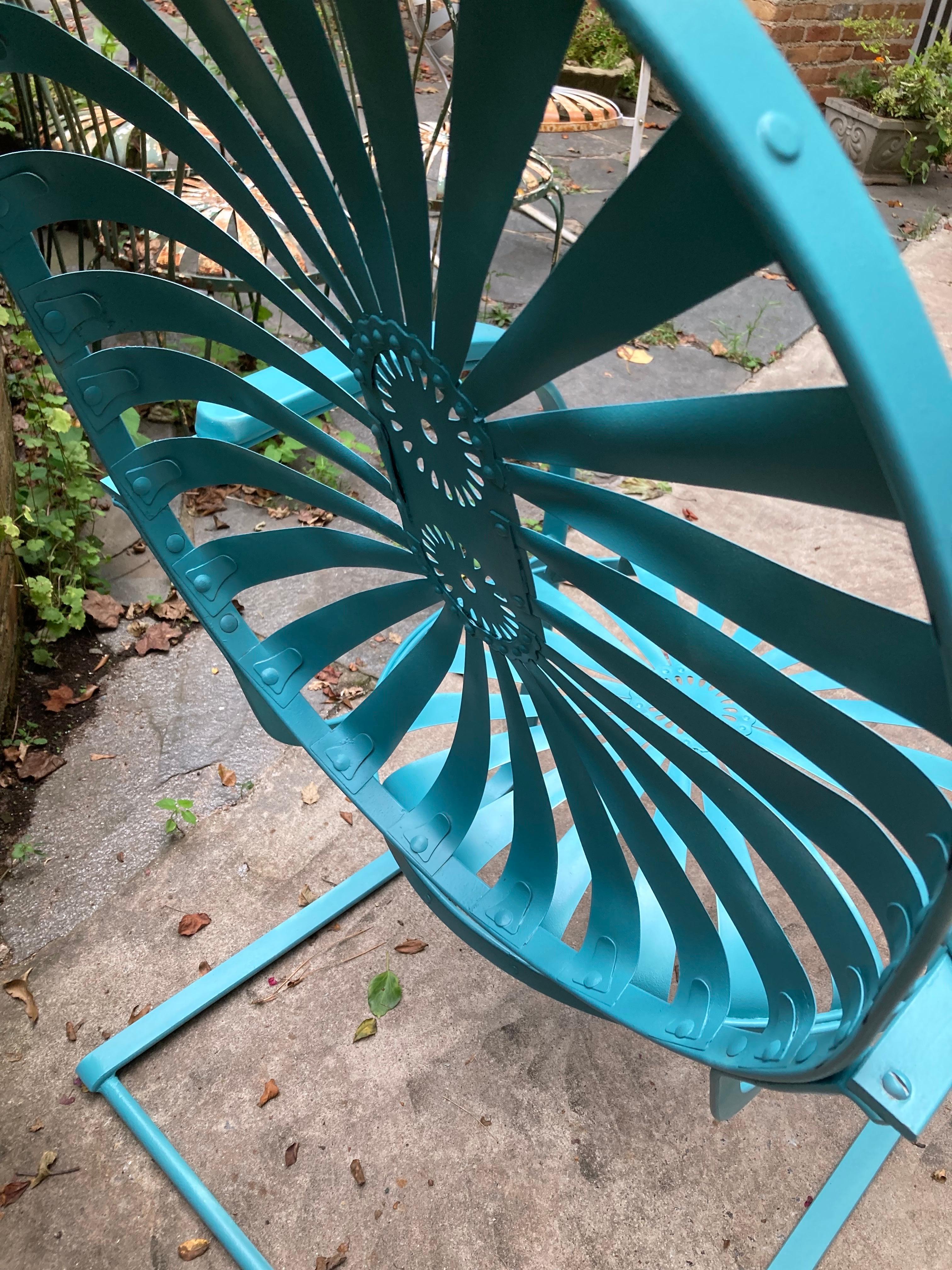 francois carre teal large garden cantilever rocker In Good Condition For Sale In Athens, GA