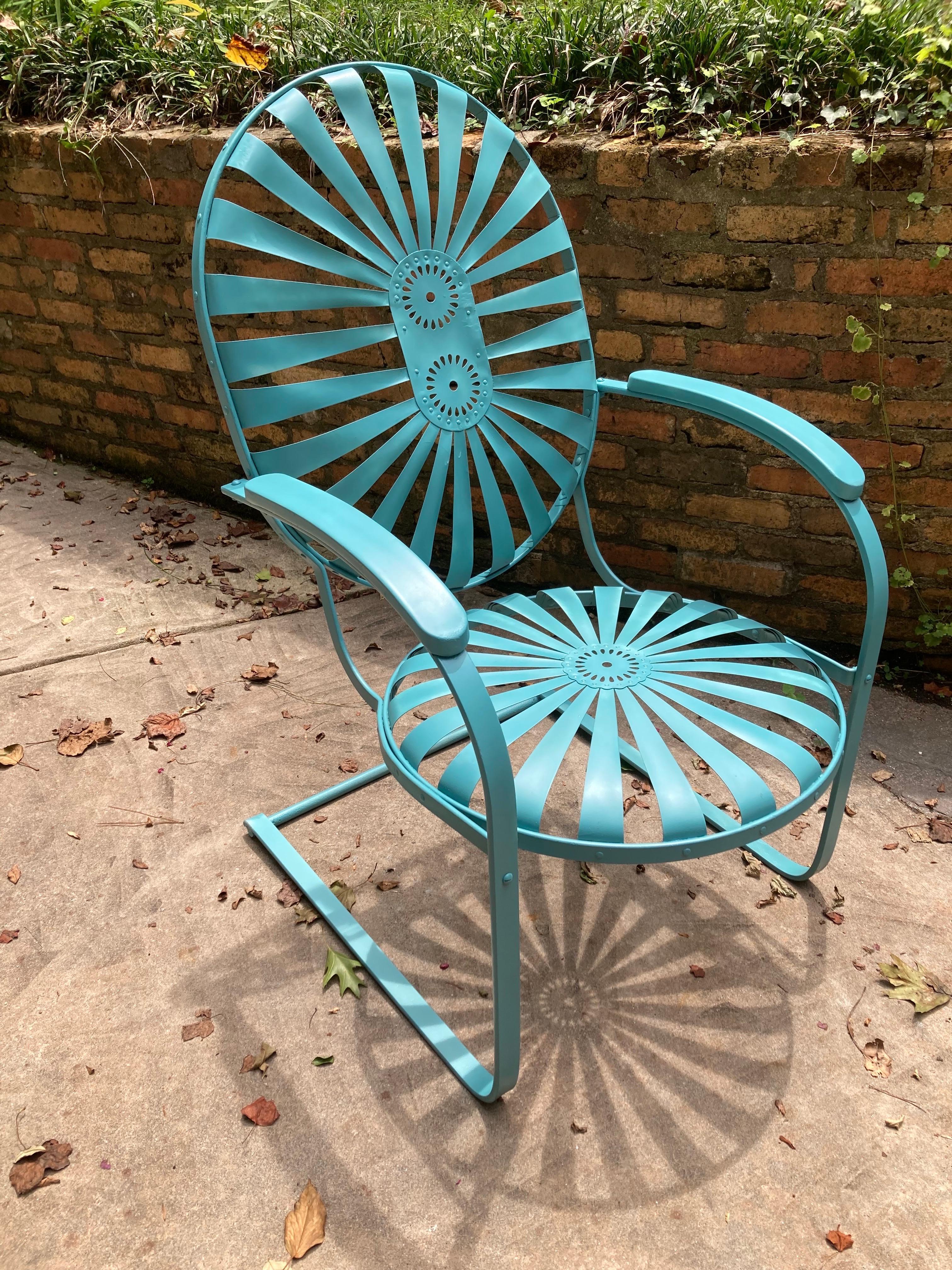 20th Century francois carre teal large garden cantilever rocker For Sale