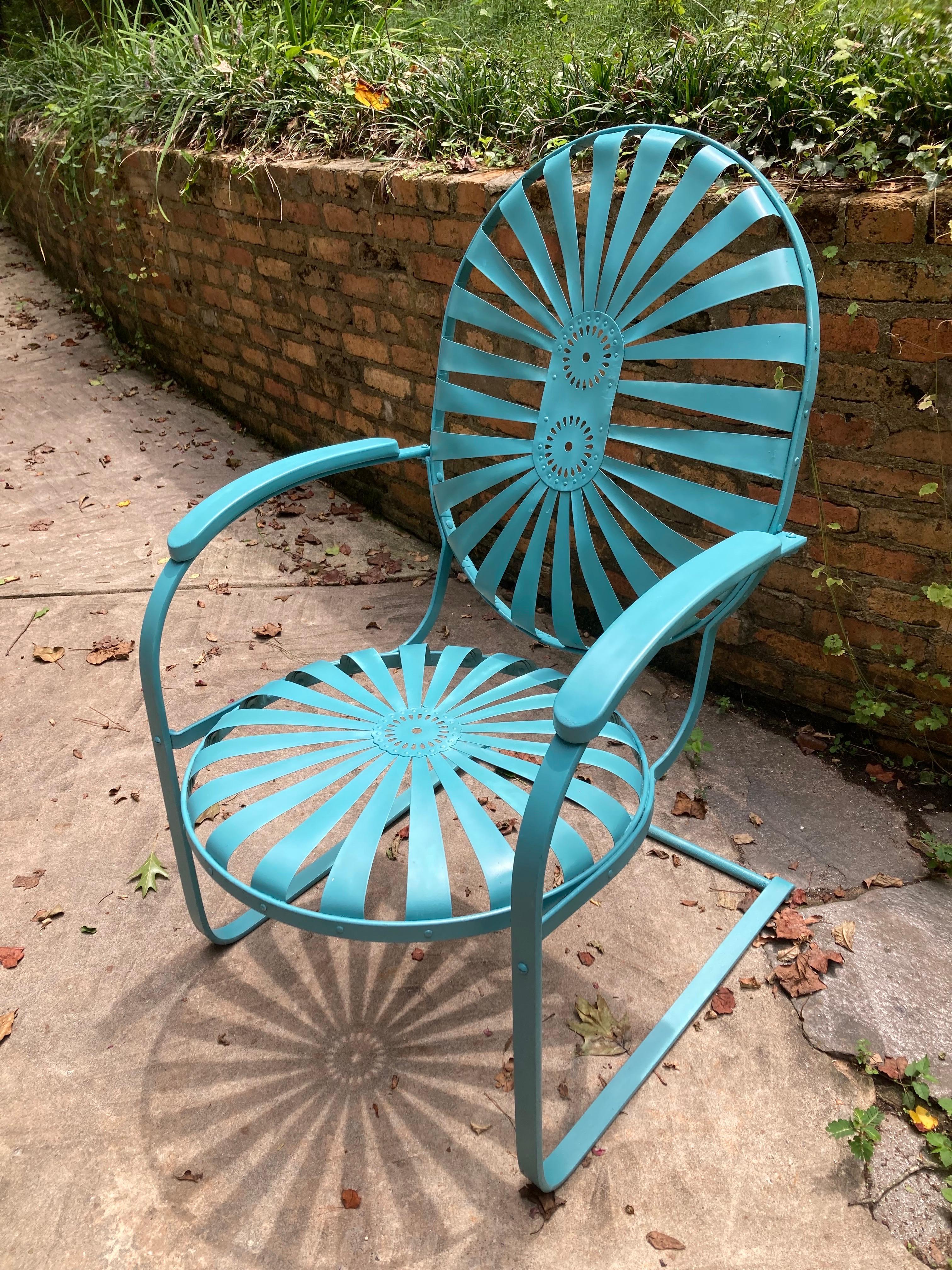 francois carre teal large garden cantilever rocker For Sale 1