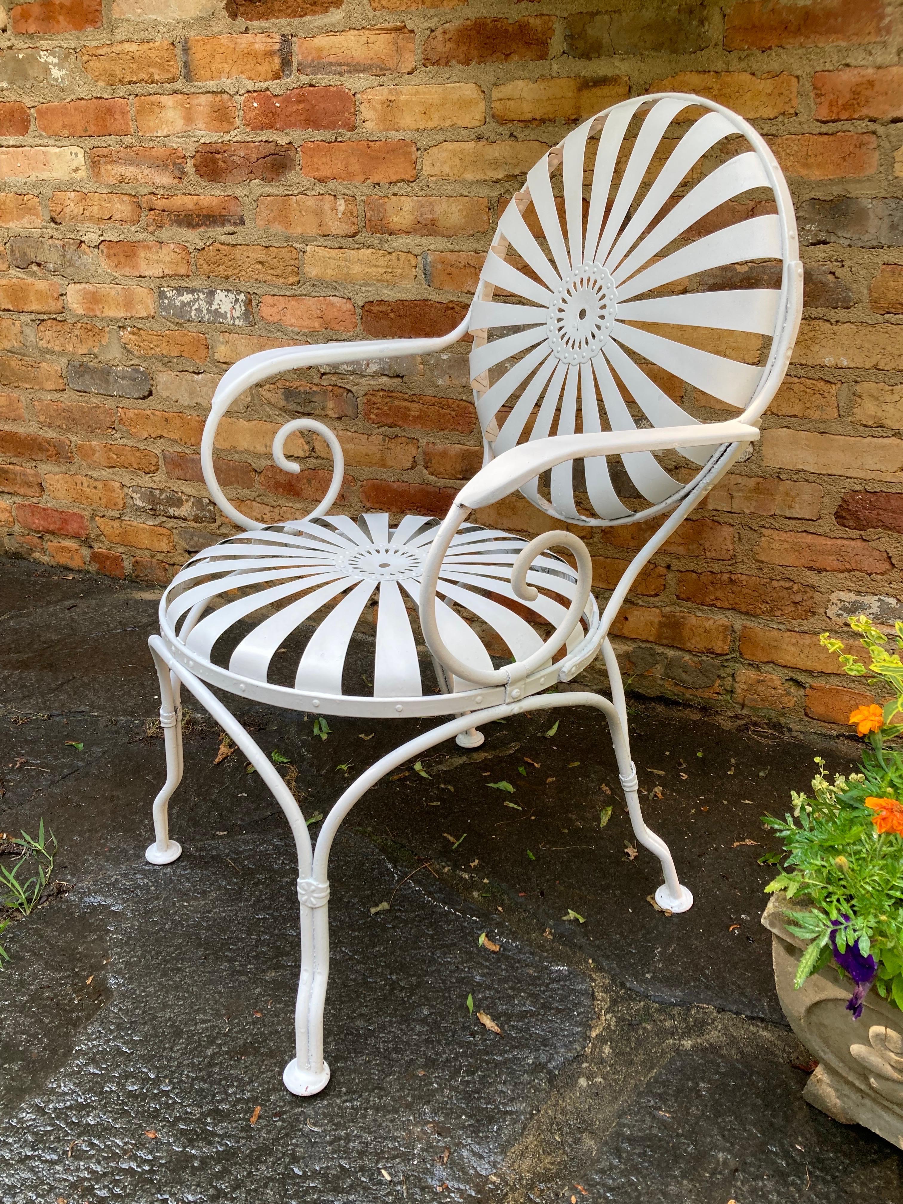 Francois Carre White Garden Chairs - a pair For Sale 5