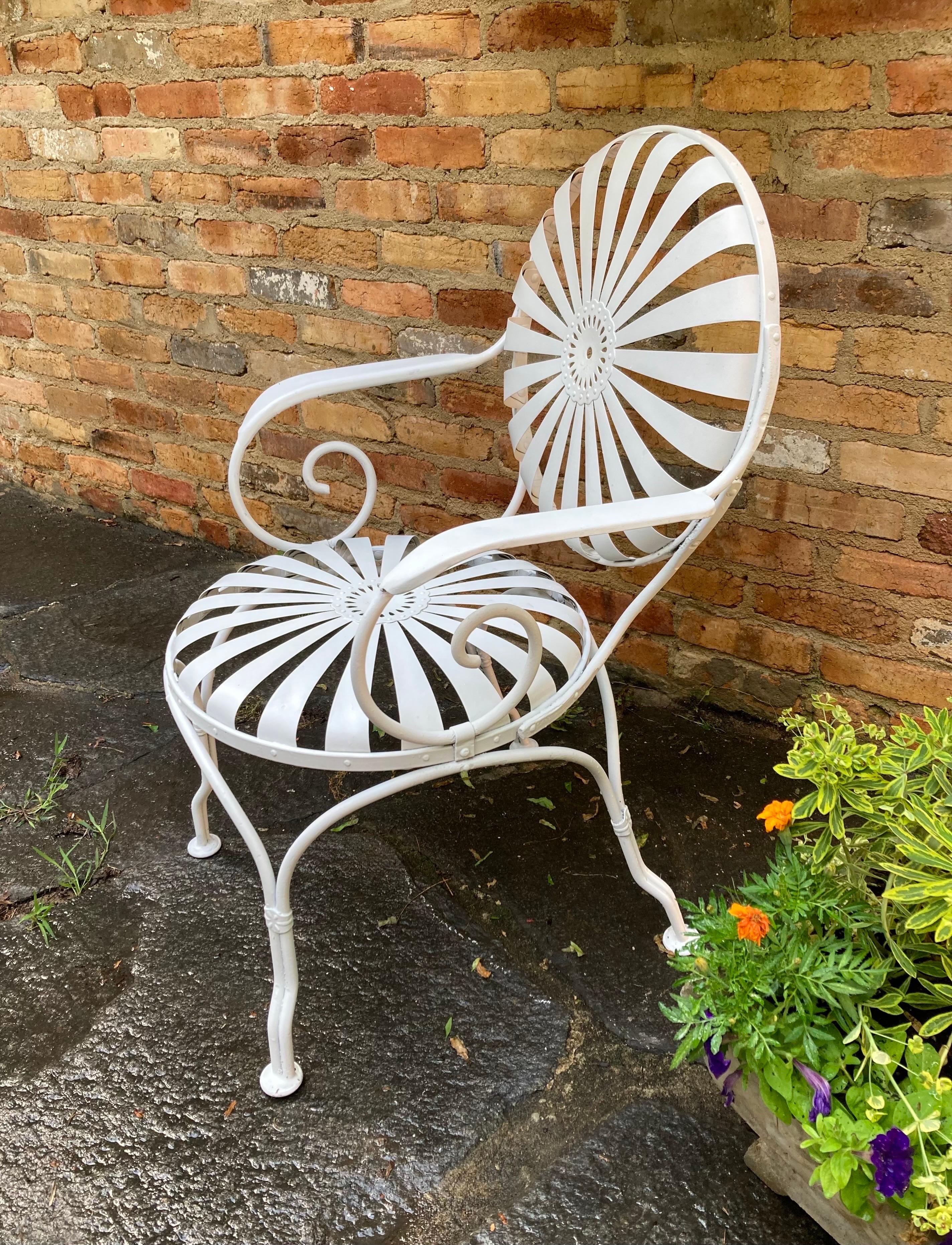Francois Carre White Garden Chairs - a pair For Sale 6