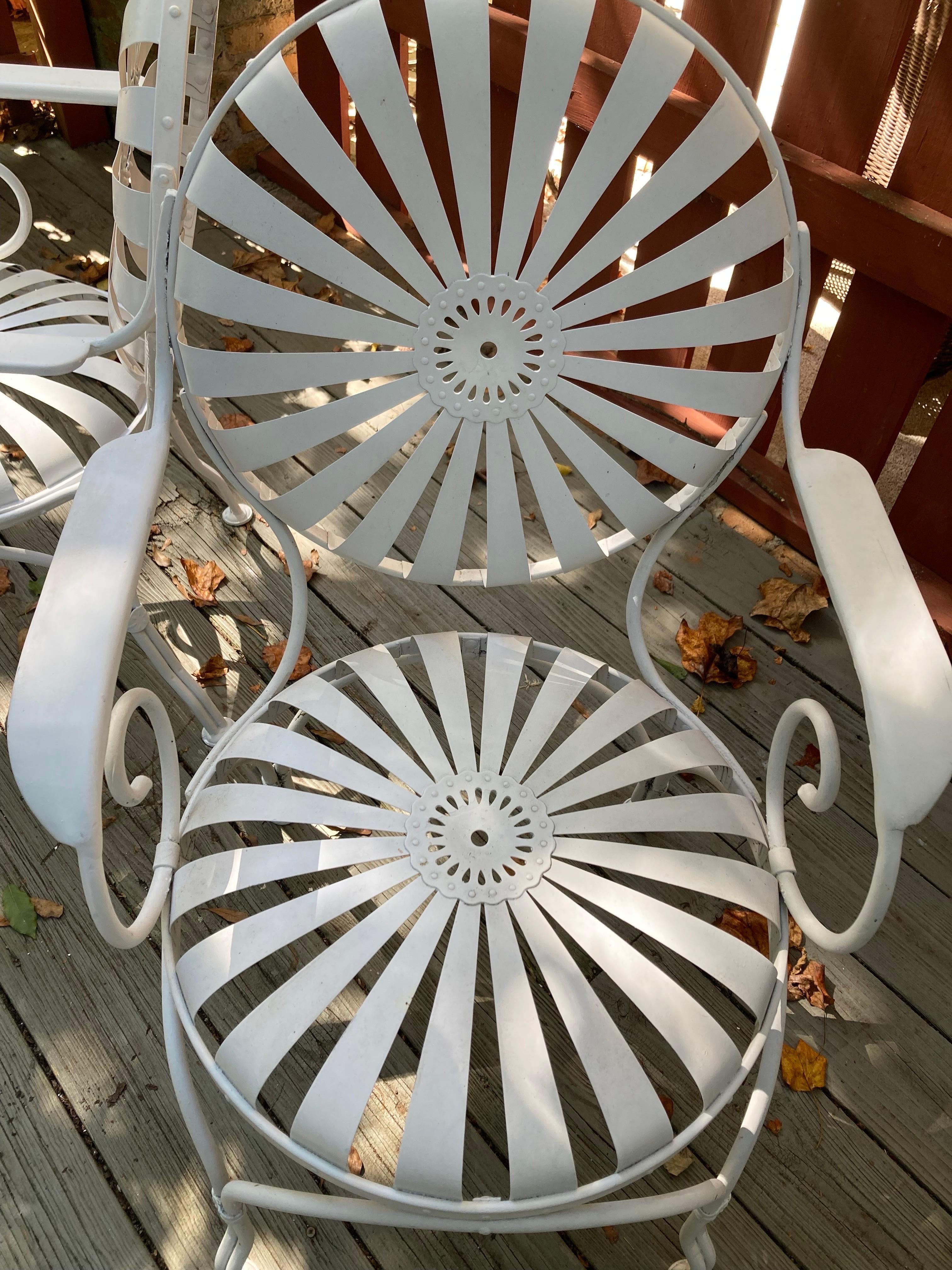 French Francois Carre White Garden Chairs - a pair For Sale