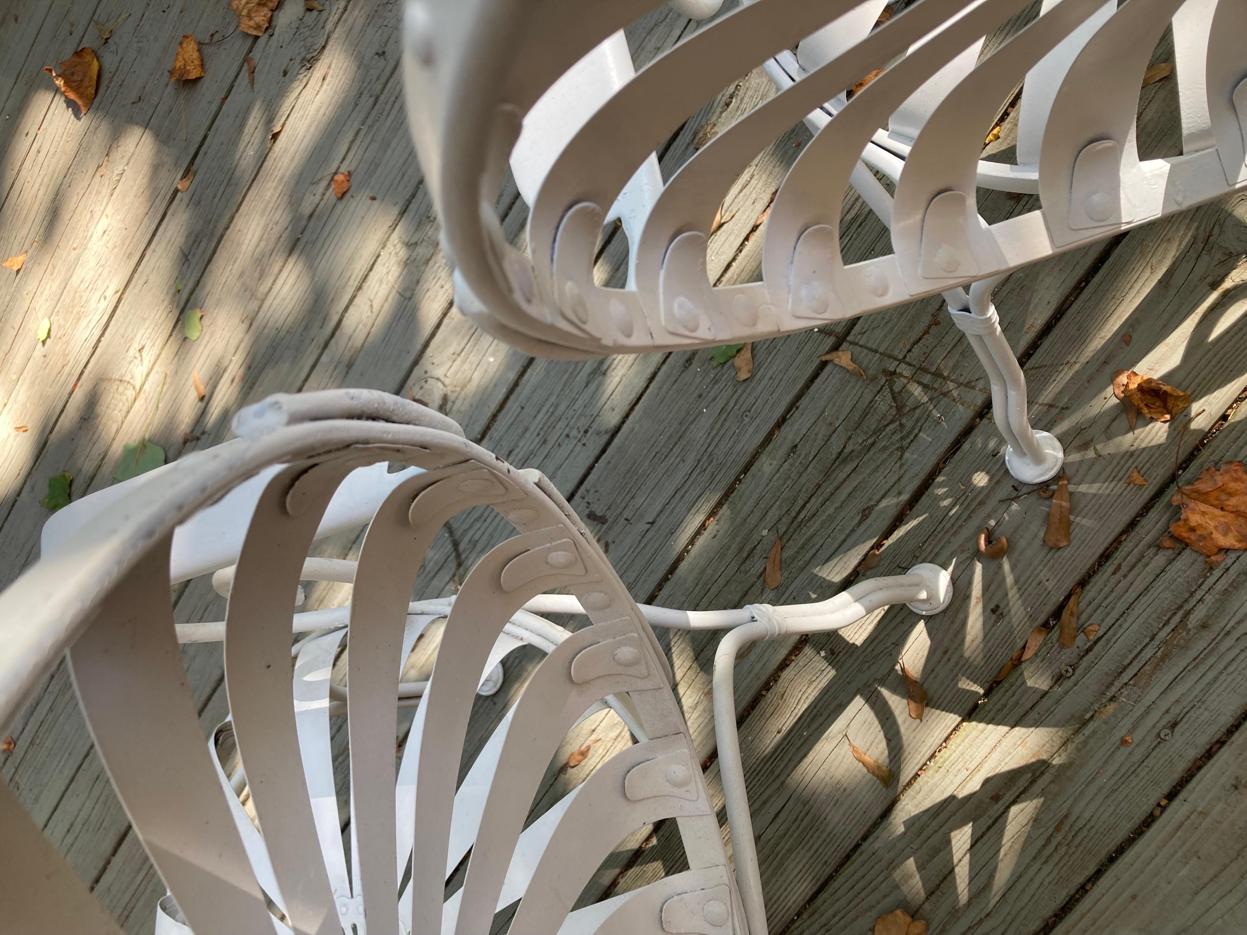 Steel Francois Carre White Garden Chairs - a pair For Sale