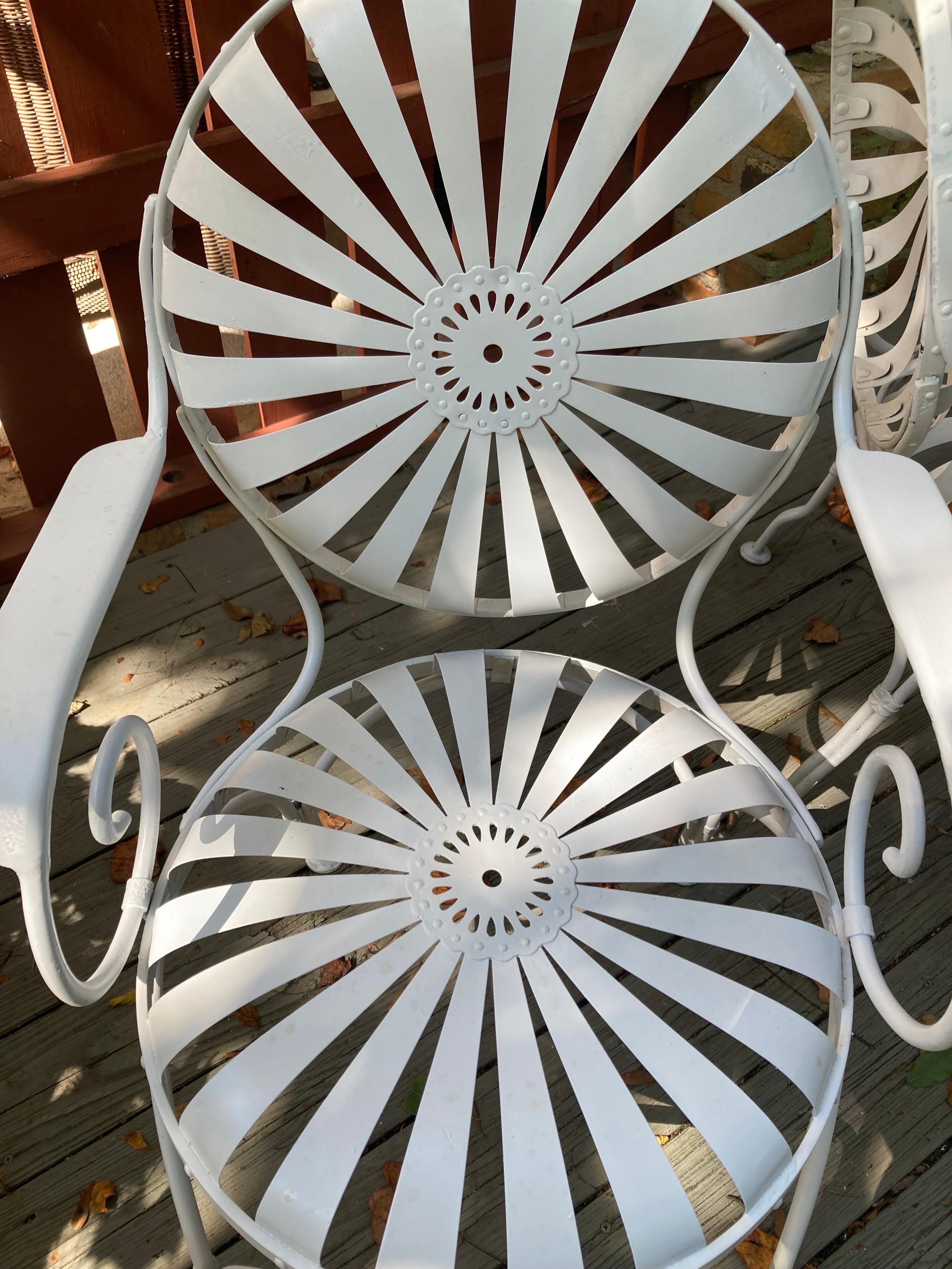 Francois Carre White Garden Chairs - a pair For Sale 1