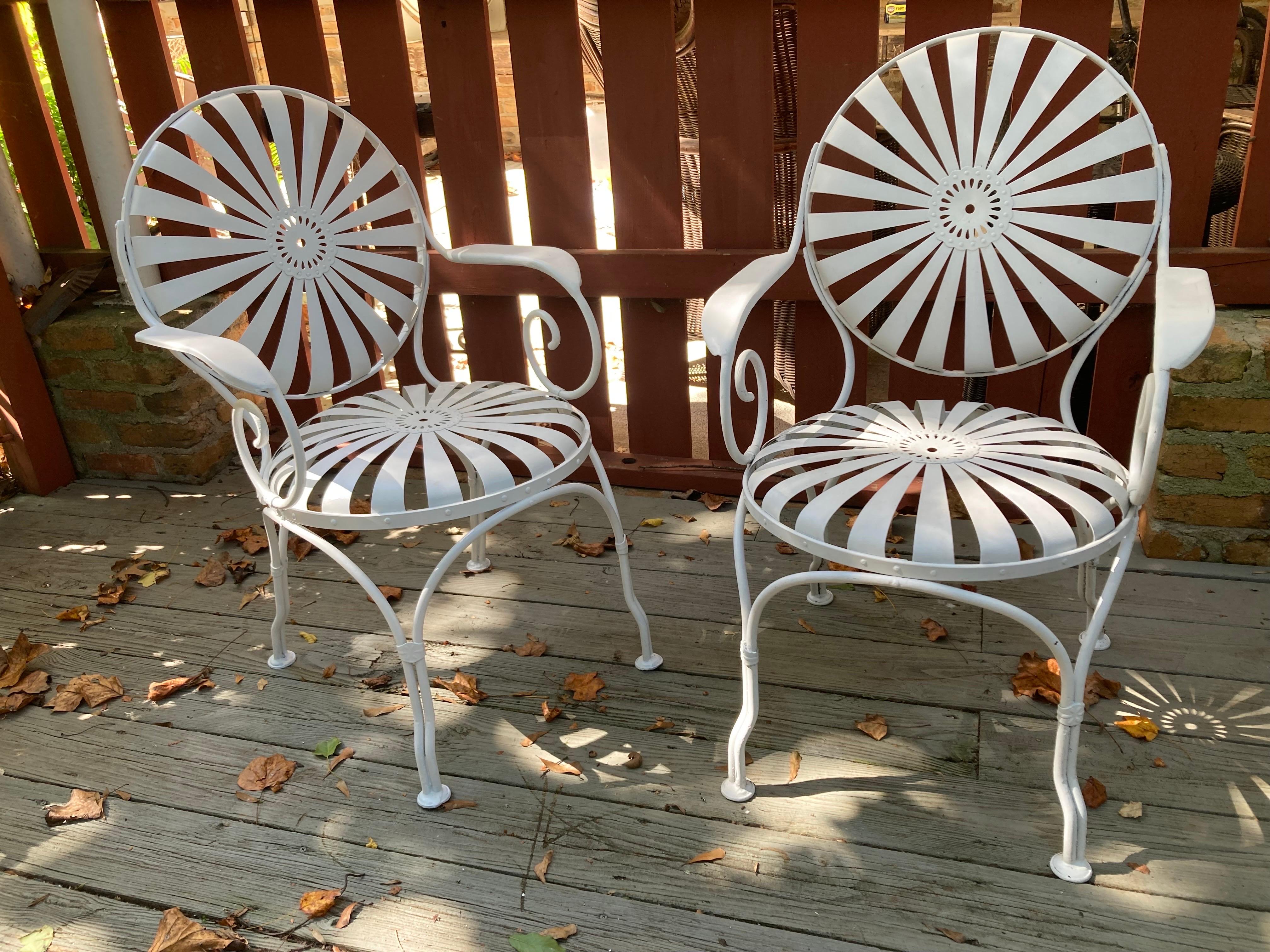 Francois Carre White Garden Chairs - a pair For Sale 2