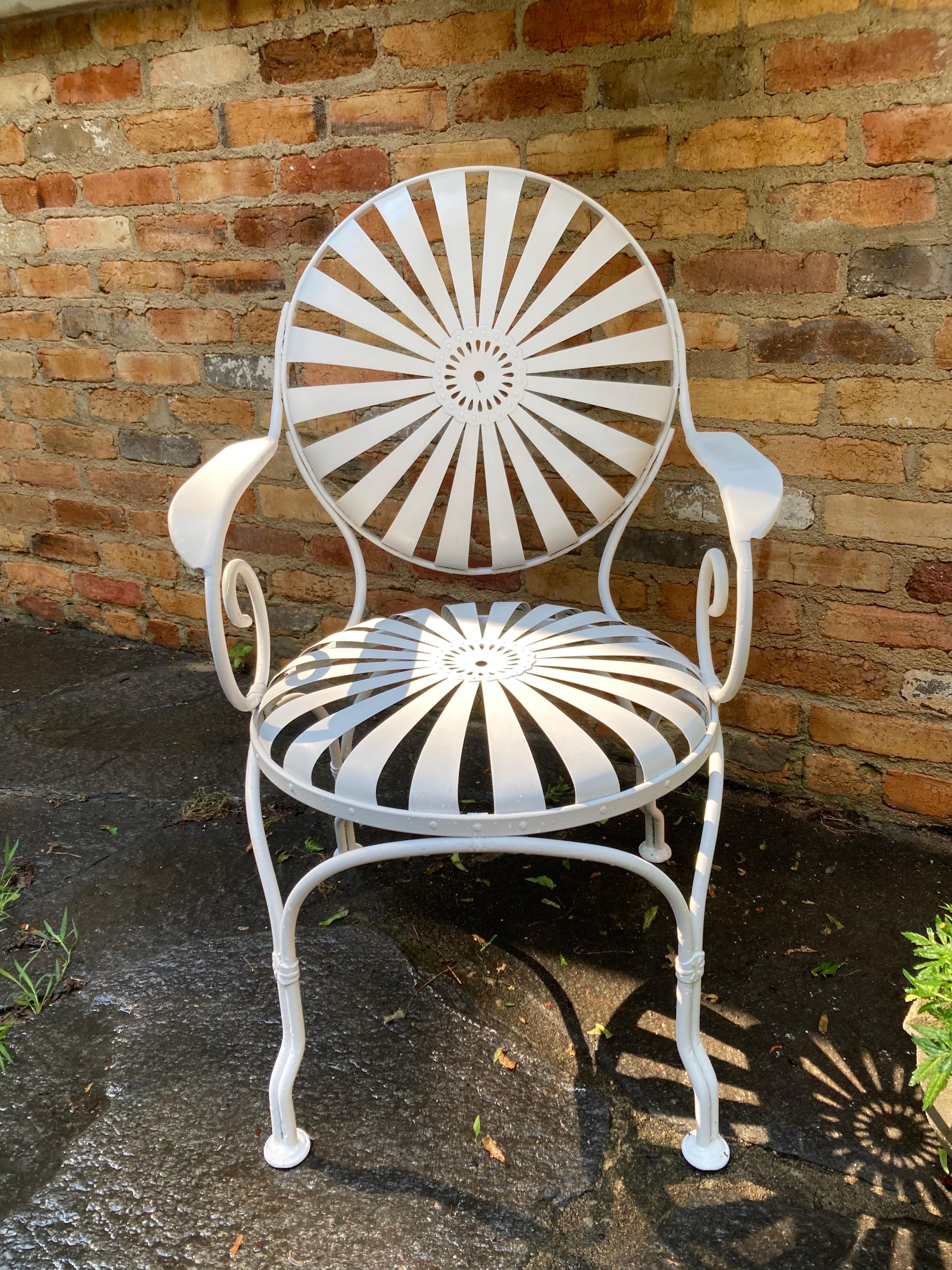 Francois Carre White Garden Chairs - a pair For Sale 3