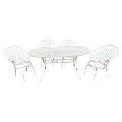 Francois Carre Wrought Iron Oval Dining Table, Four Spring Chairs