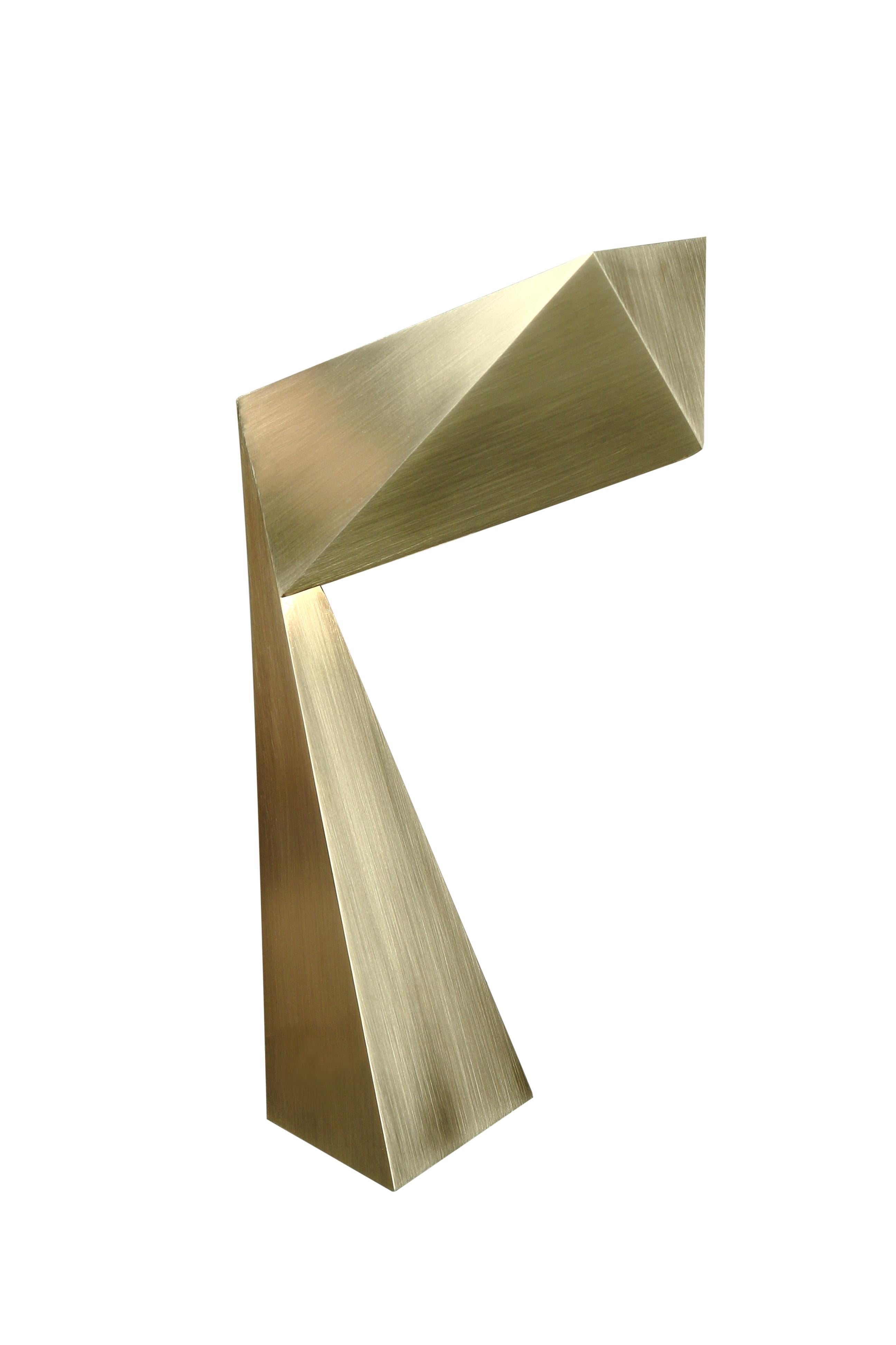 Lampe de bureau Origami en laiton brossé brut Francois Champsaur pour Pouenat 3