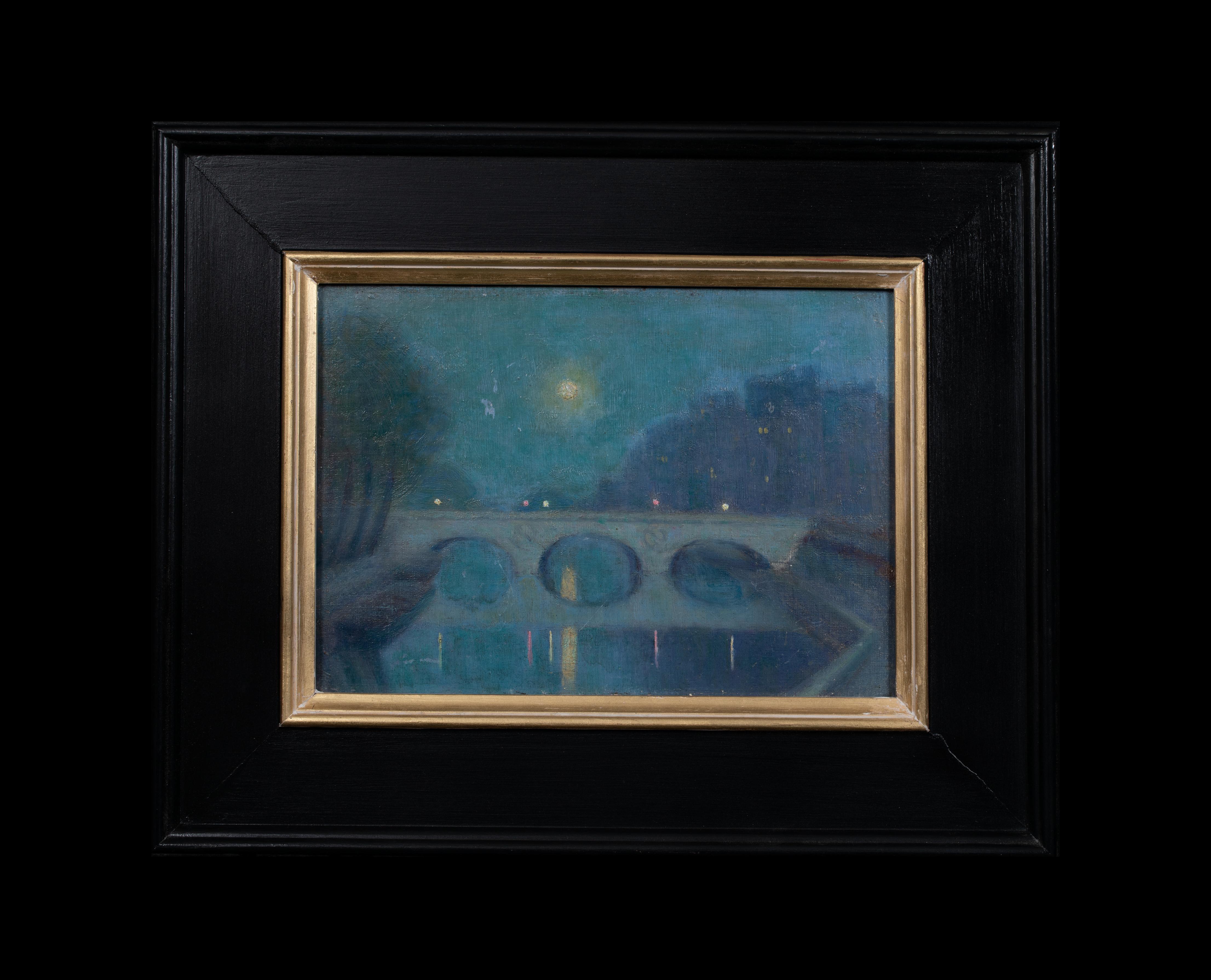 Pont St. Michel, Paris, um 1900

von Francois Charles CACHOUD (1866-1943)

CIRCA 1900 Französischer Impressionist, Ansicht der Pont St. Michel, Paris bei Nacht, Öl auf Tafel von Francois Charles Cachod. Ausgezeichnete Qualität und Zustand Nocturne