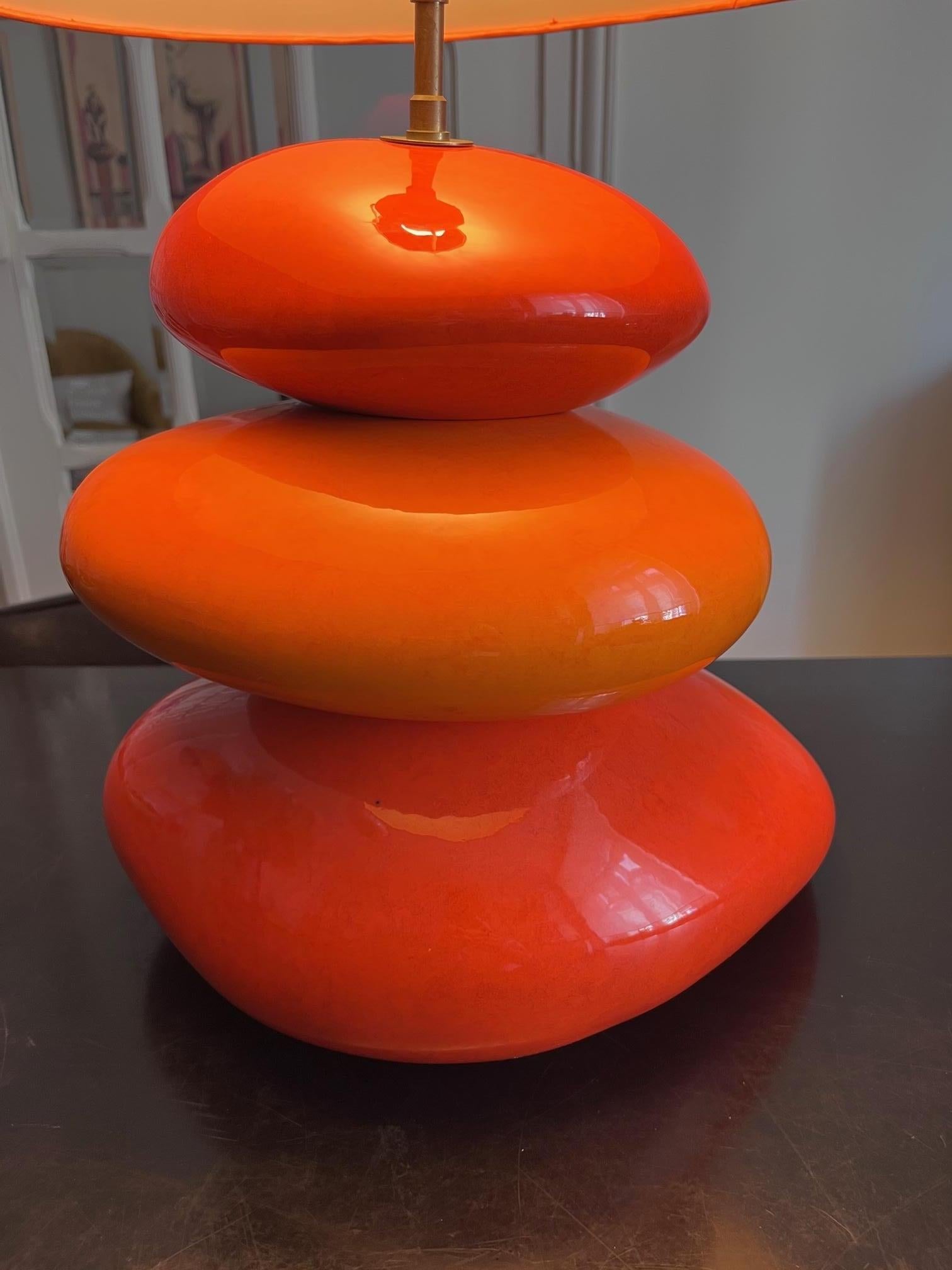 François Chatain Ceramic Table Lamp In Good Condition For Sale In Brooklyn, NY