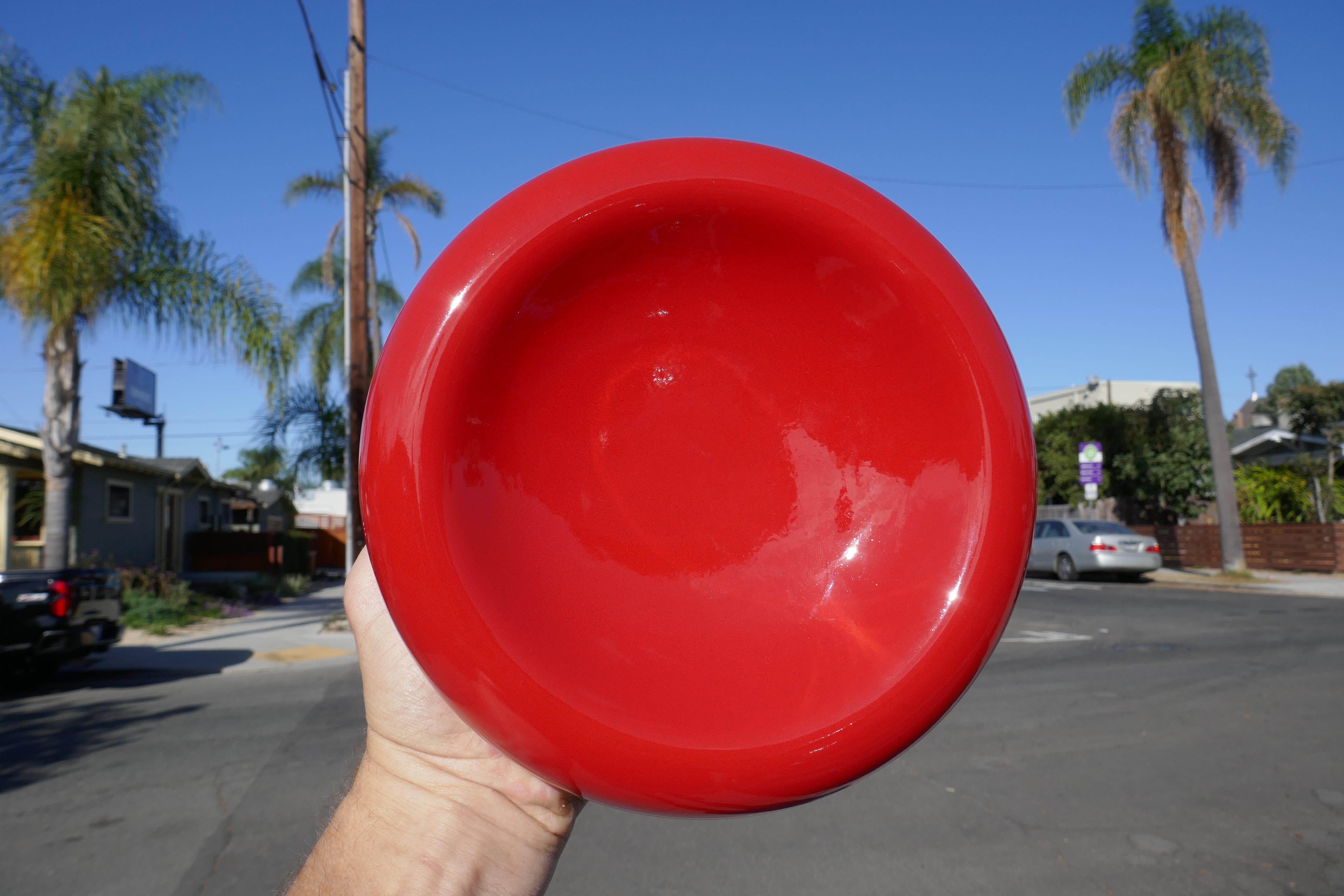 Francois CHATAIN Made In France Ceramic Red Glazed Vide Poche Ashtray Bowl Circa 1970. No damage