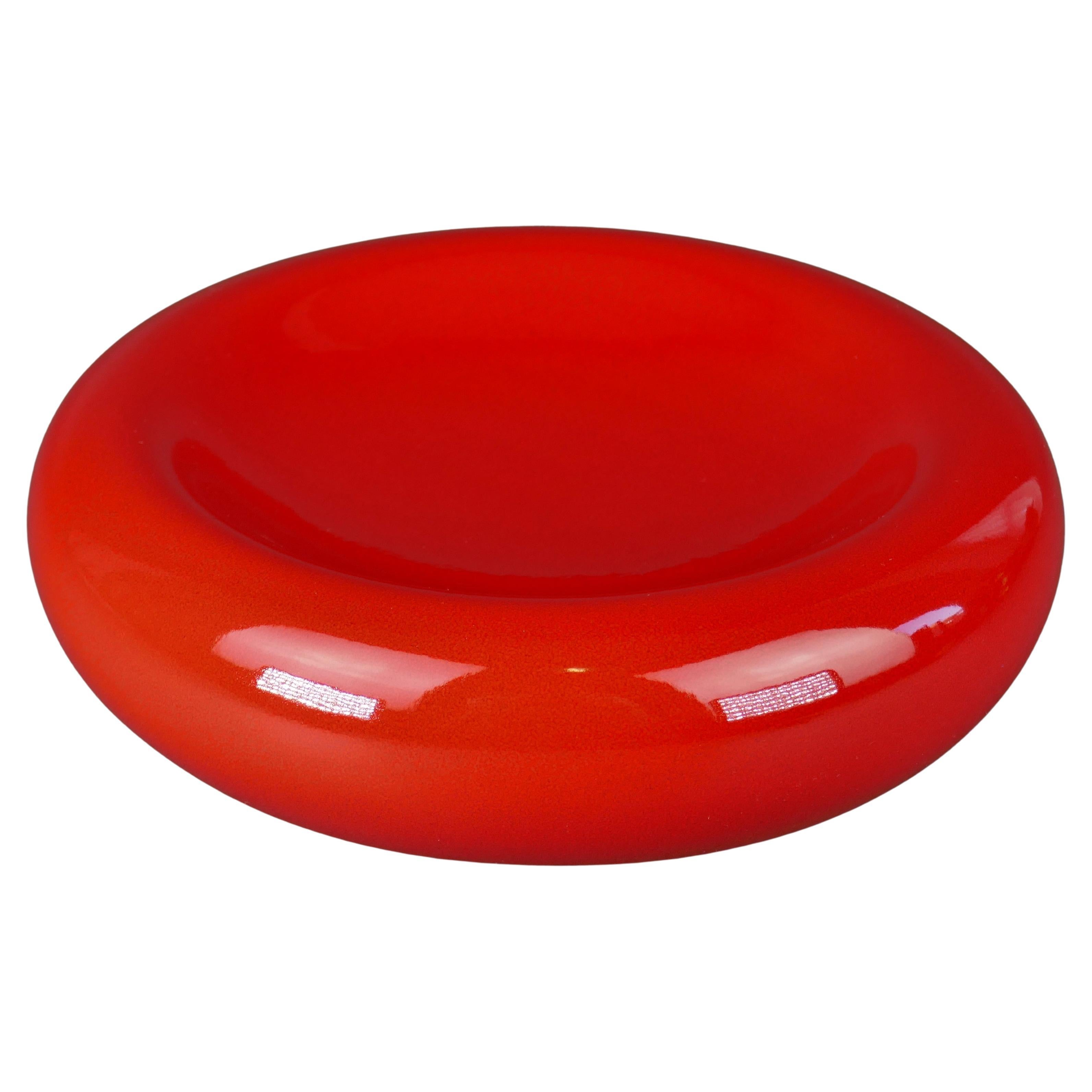 Francois CHATAIN Made In France Ceramic Red Glazed Vide Poche Ashtray Bowl For Sale