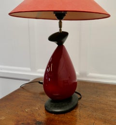 Francois Chatain Pebble Lamp from France a Charming Piece in Dark Red and Black