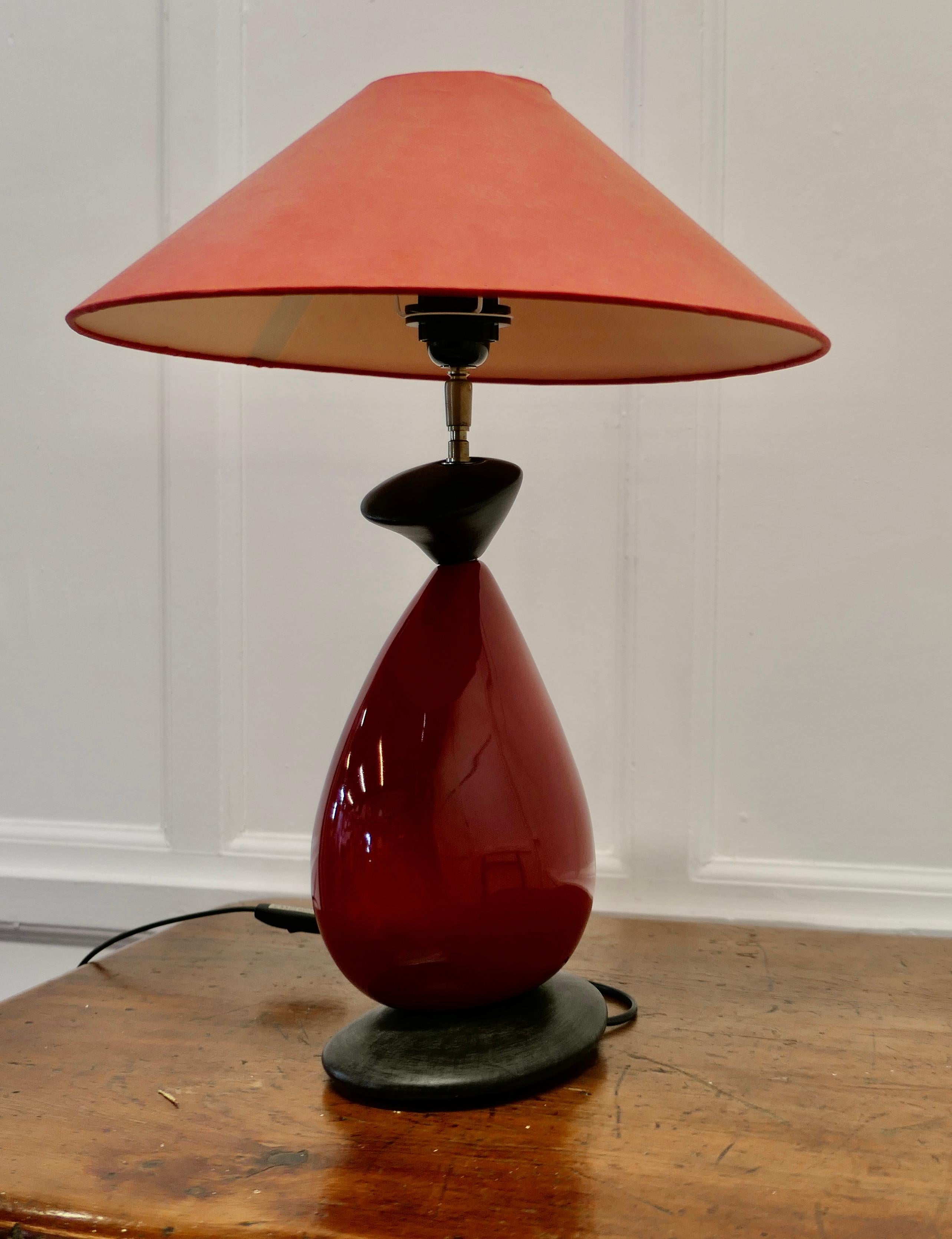 dark red table lamp