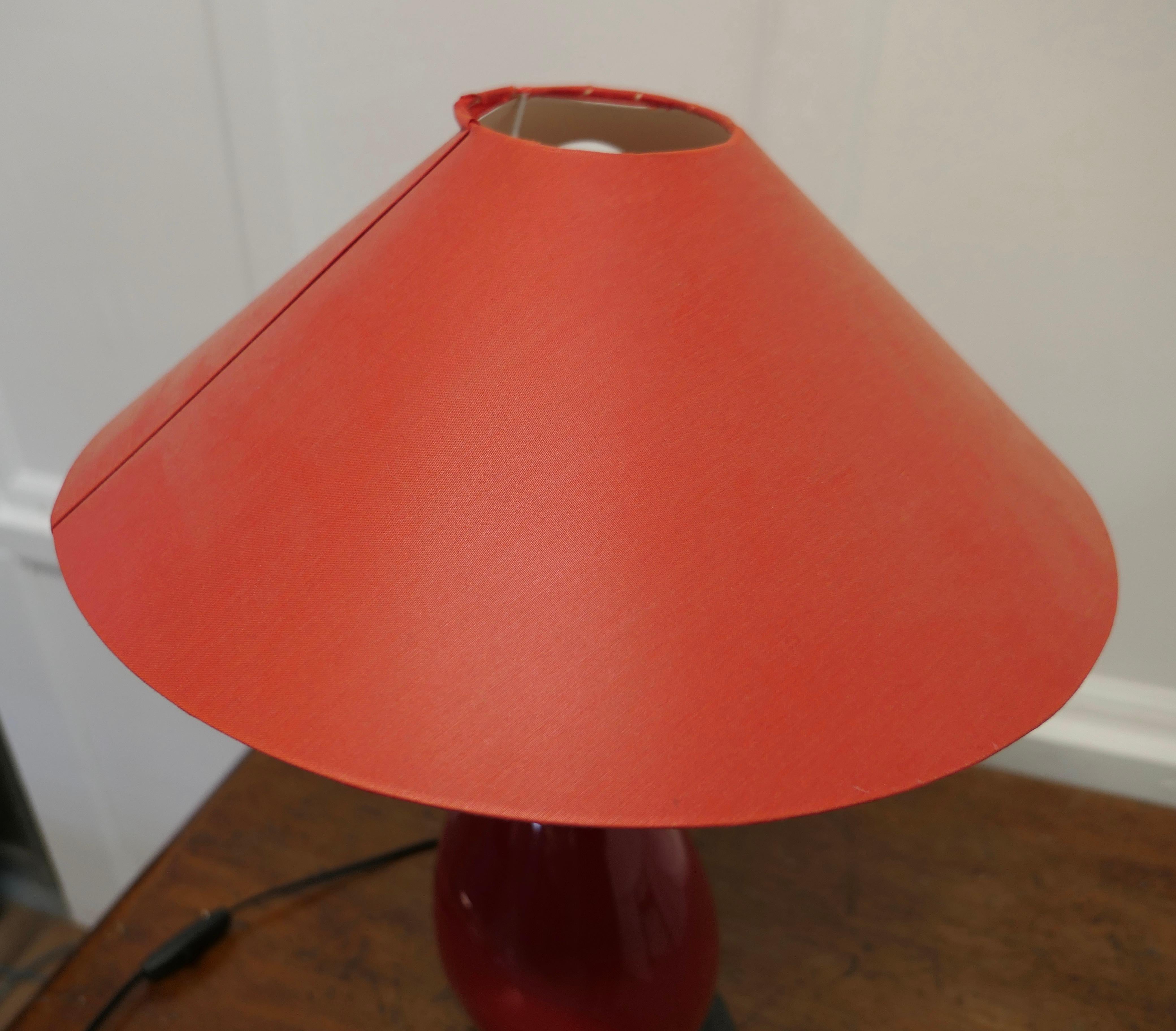 Ceramic Francois Chatain Pebble Lamp from France a Charming Piece in Dark Red and Black For Sale