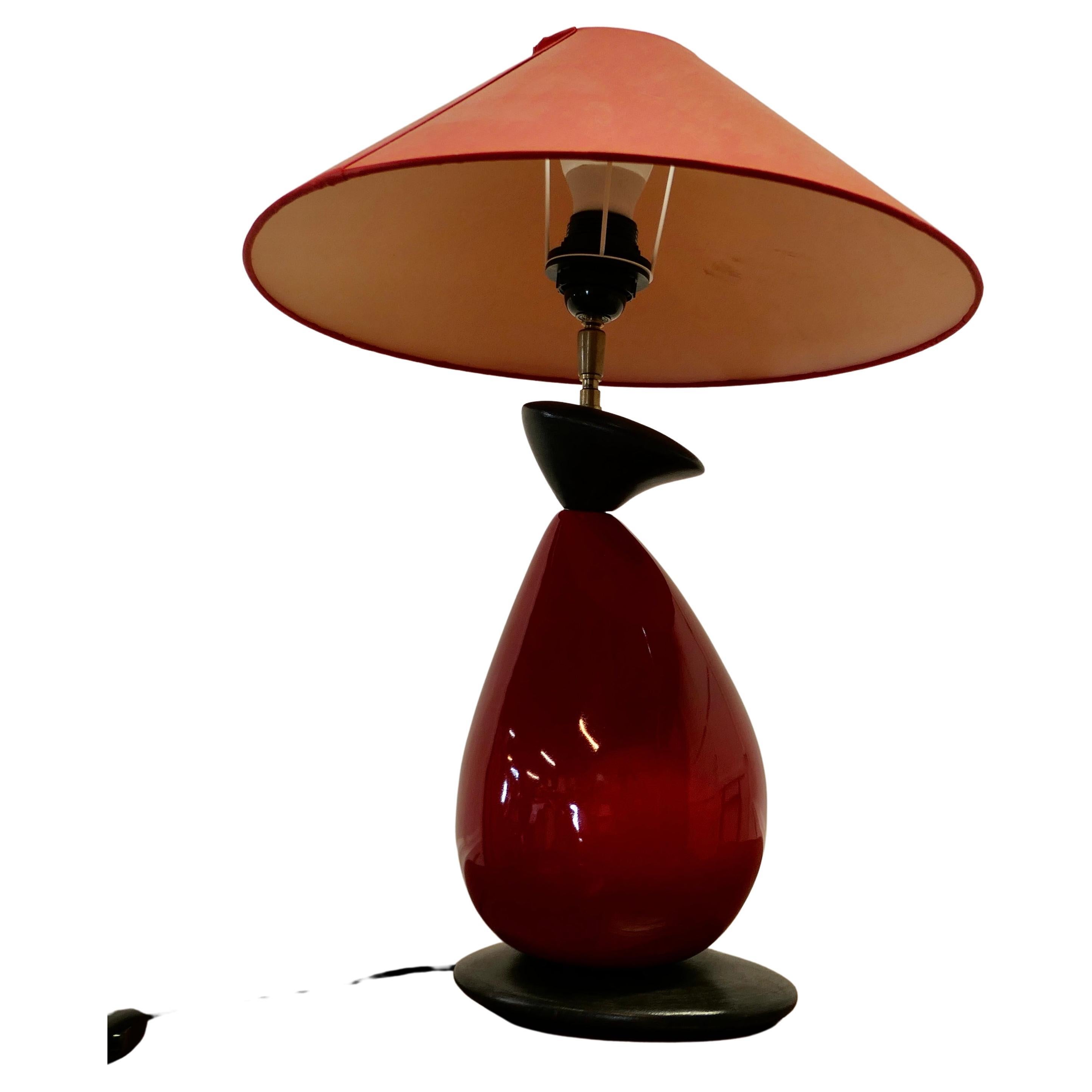 Francois Chatain Pebble Lamp from France a Charming Piece in Dark Red and Black For Sale