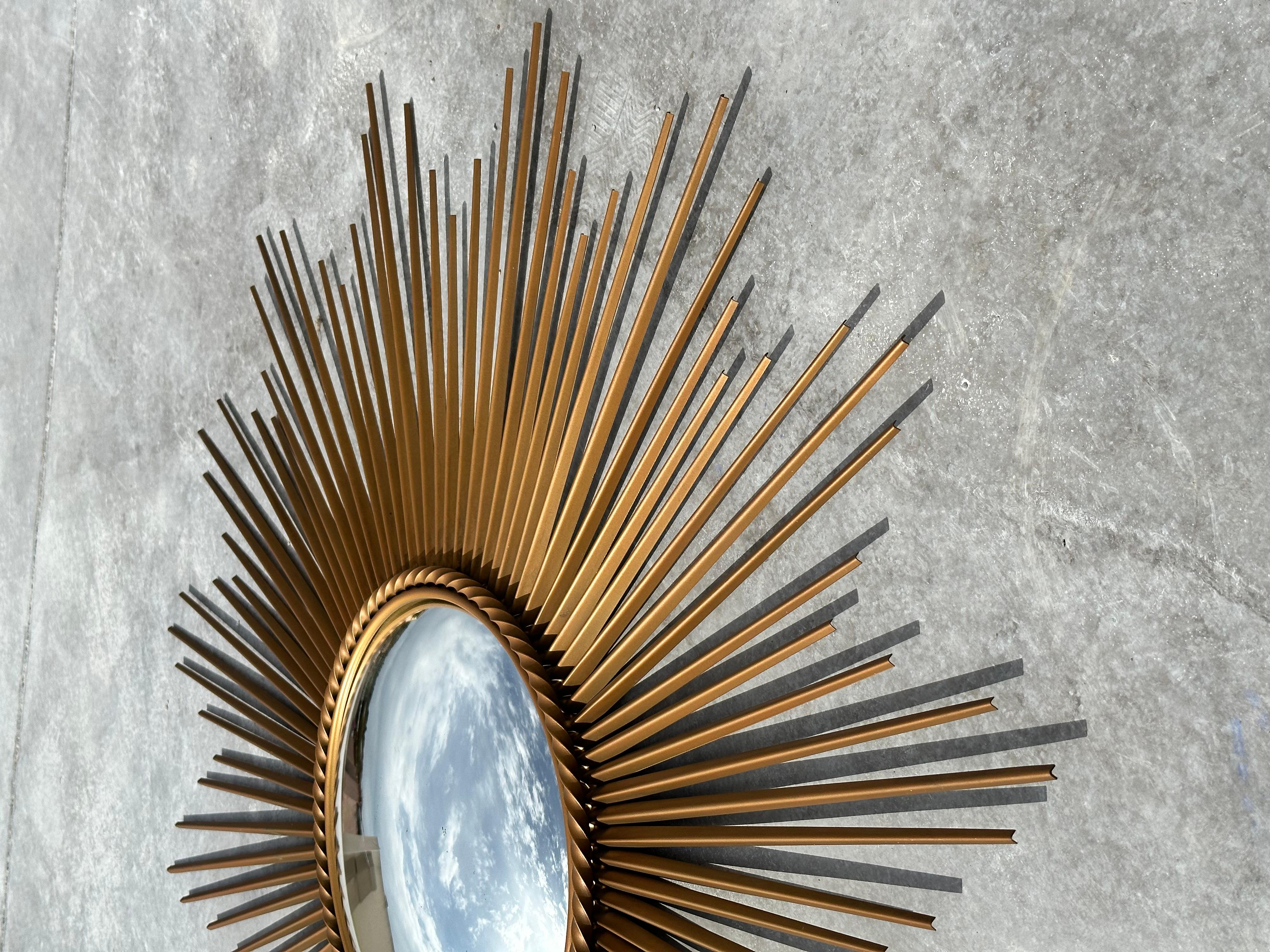 Metal François Chaty in Vallauris, design Sunburst mirror, france 1960s