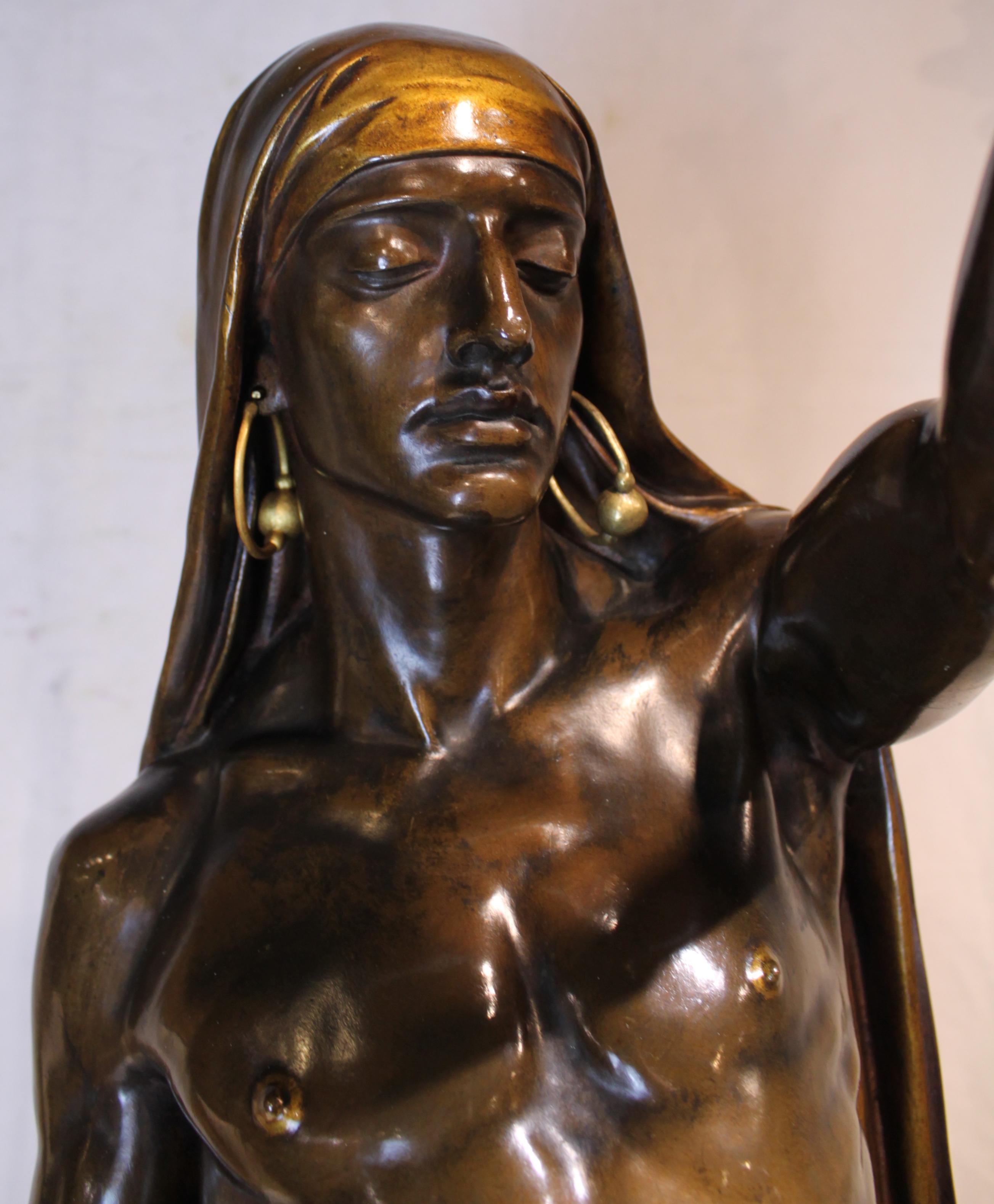 Esclave Indien Bronze Torchère - Sculpture di François-Christophe-Armand Toussaint