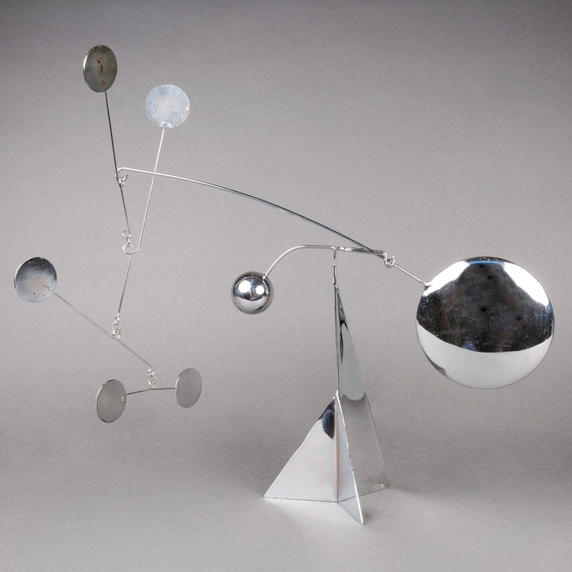 Francese François Colette : Scultura mobile cromata firmata e datata - 1972 in vendita